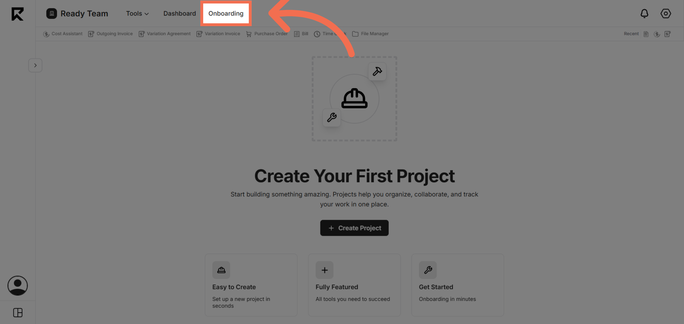 Navigate to Onboarding Section