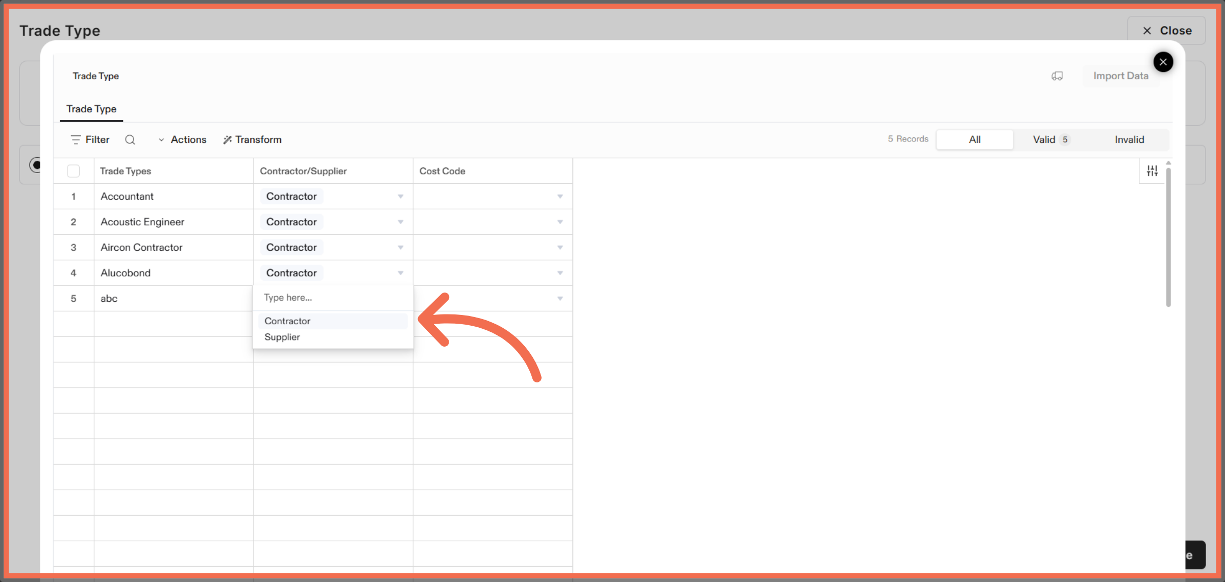 Select Contractor or Supplier