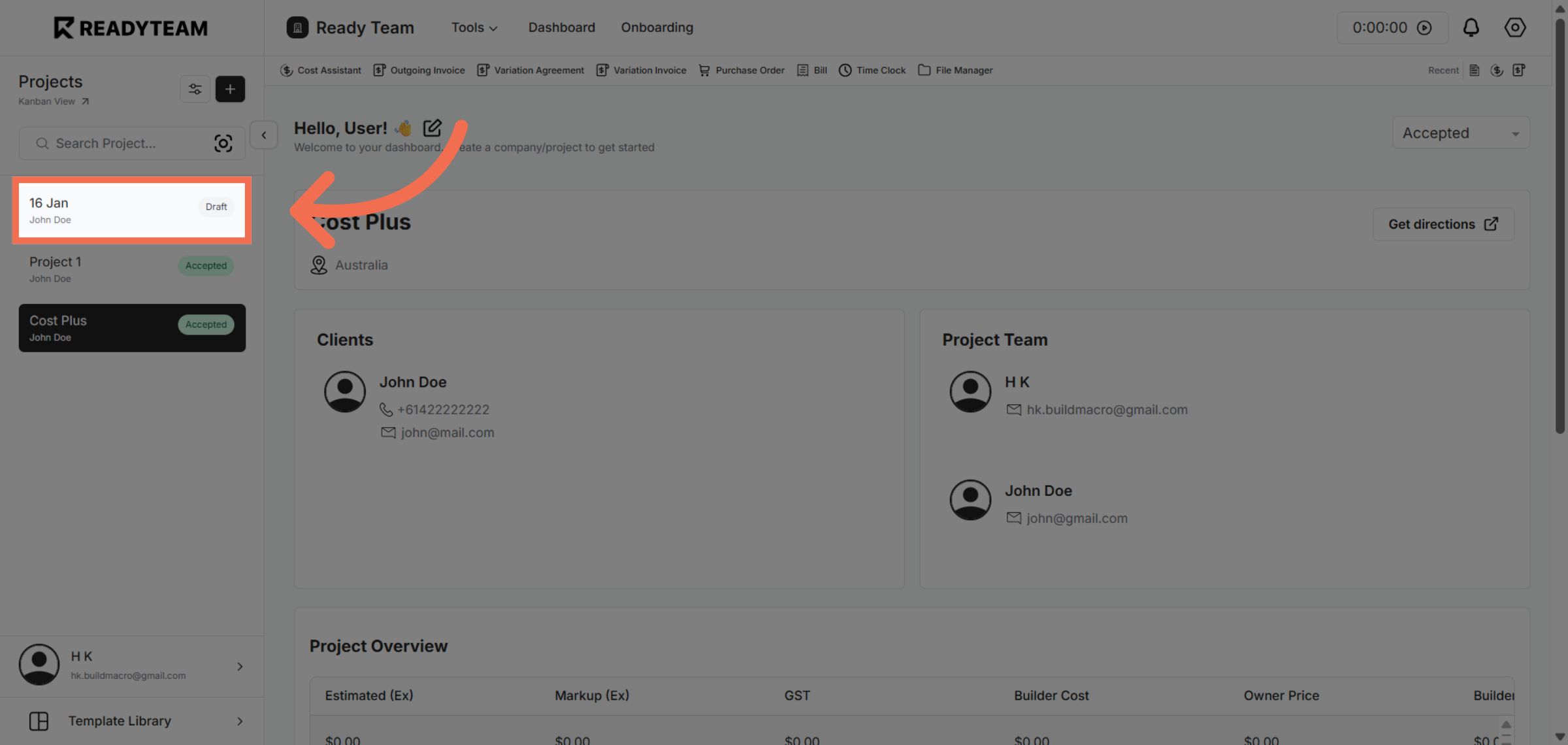 Select Specific Project