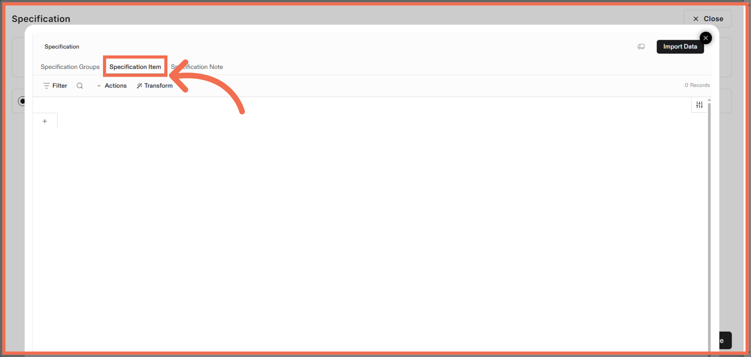 Access Specification Items