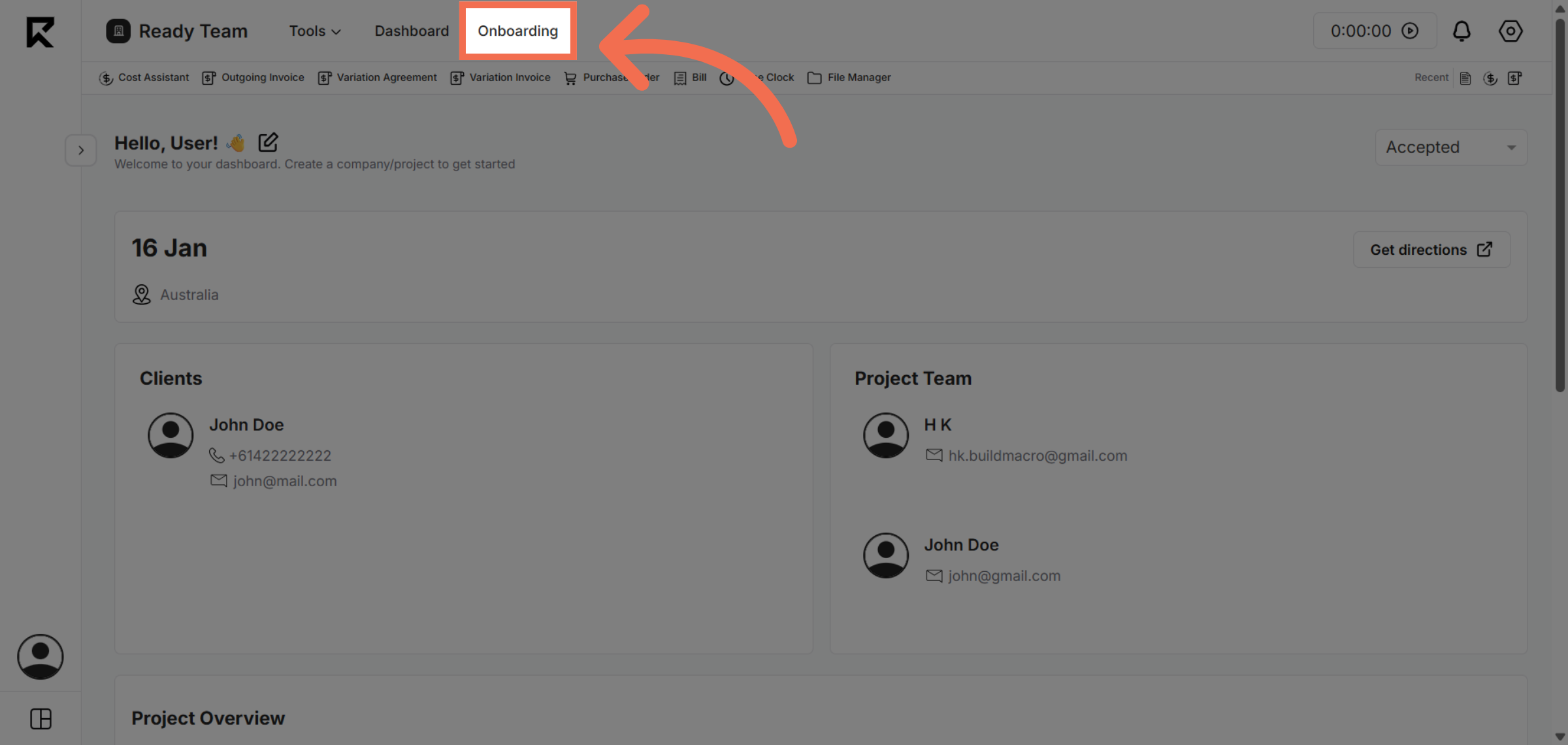 Navigate To Onboarding Section