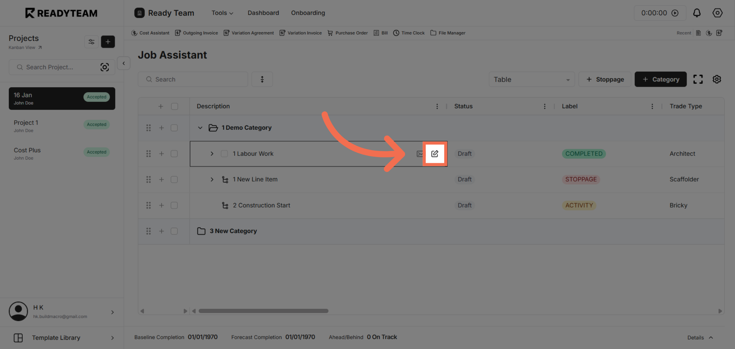 Click on Edit Line Item