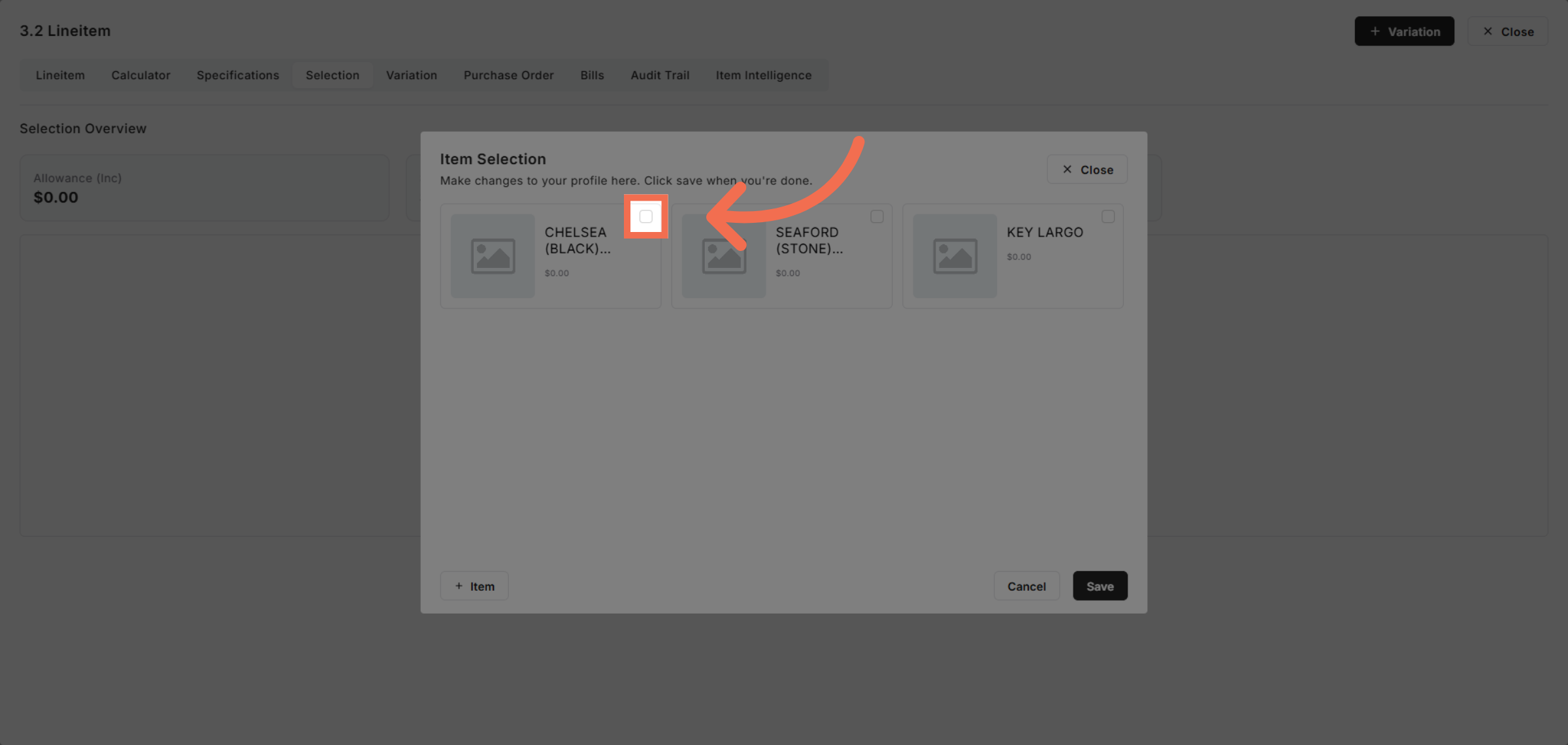Enable Selection Toggle
