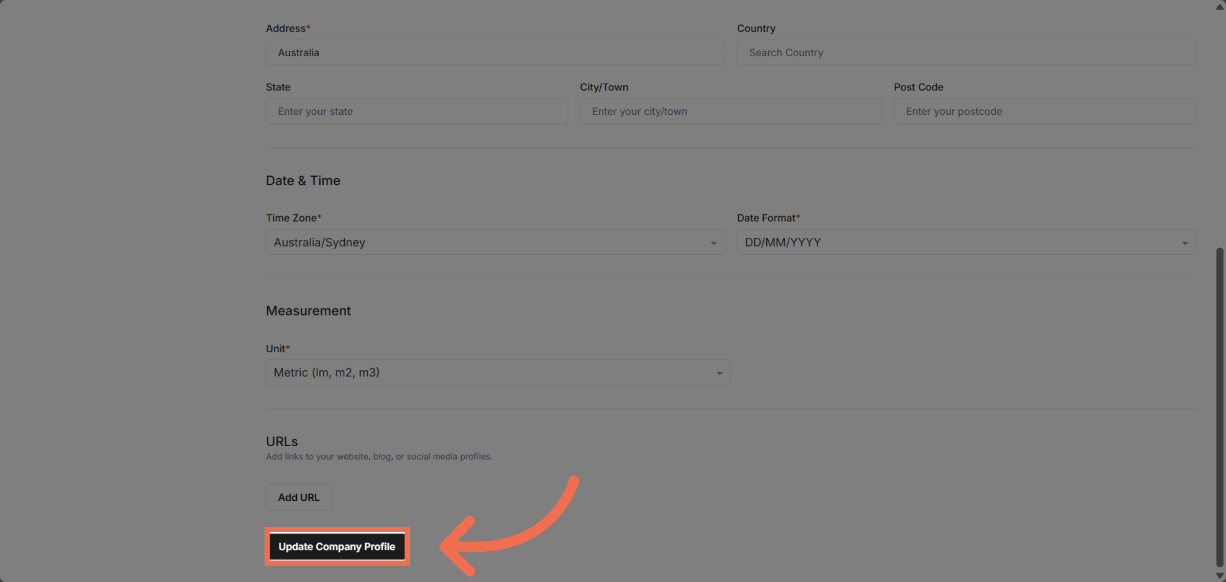 Update Company Profile