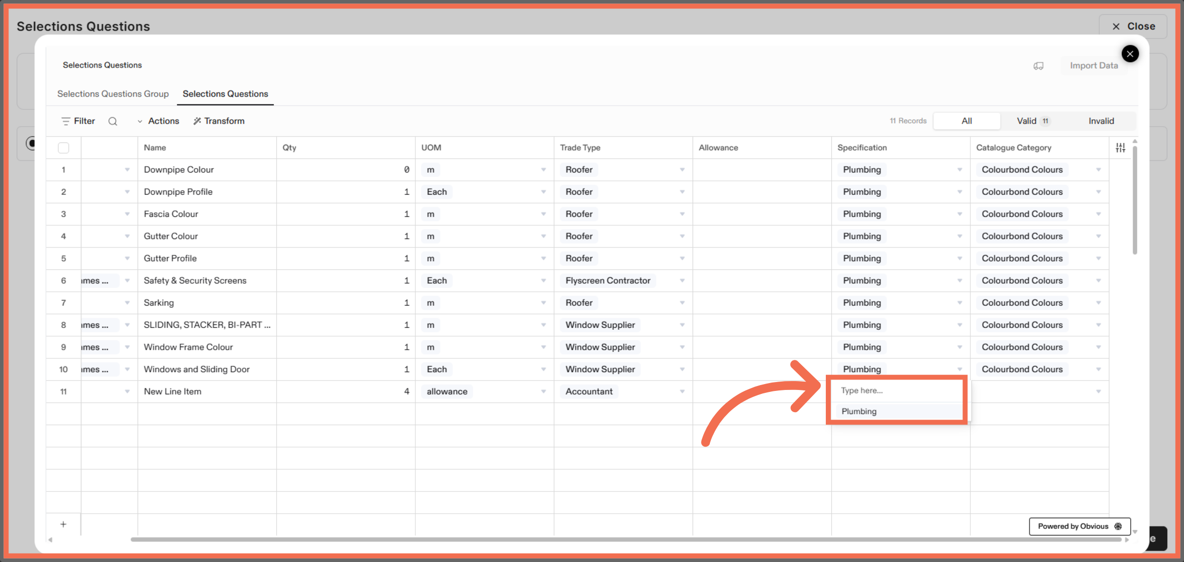 Select Specification