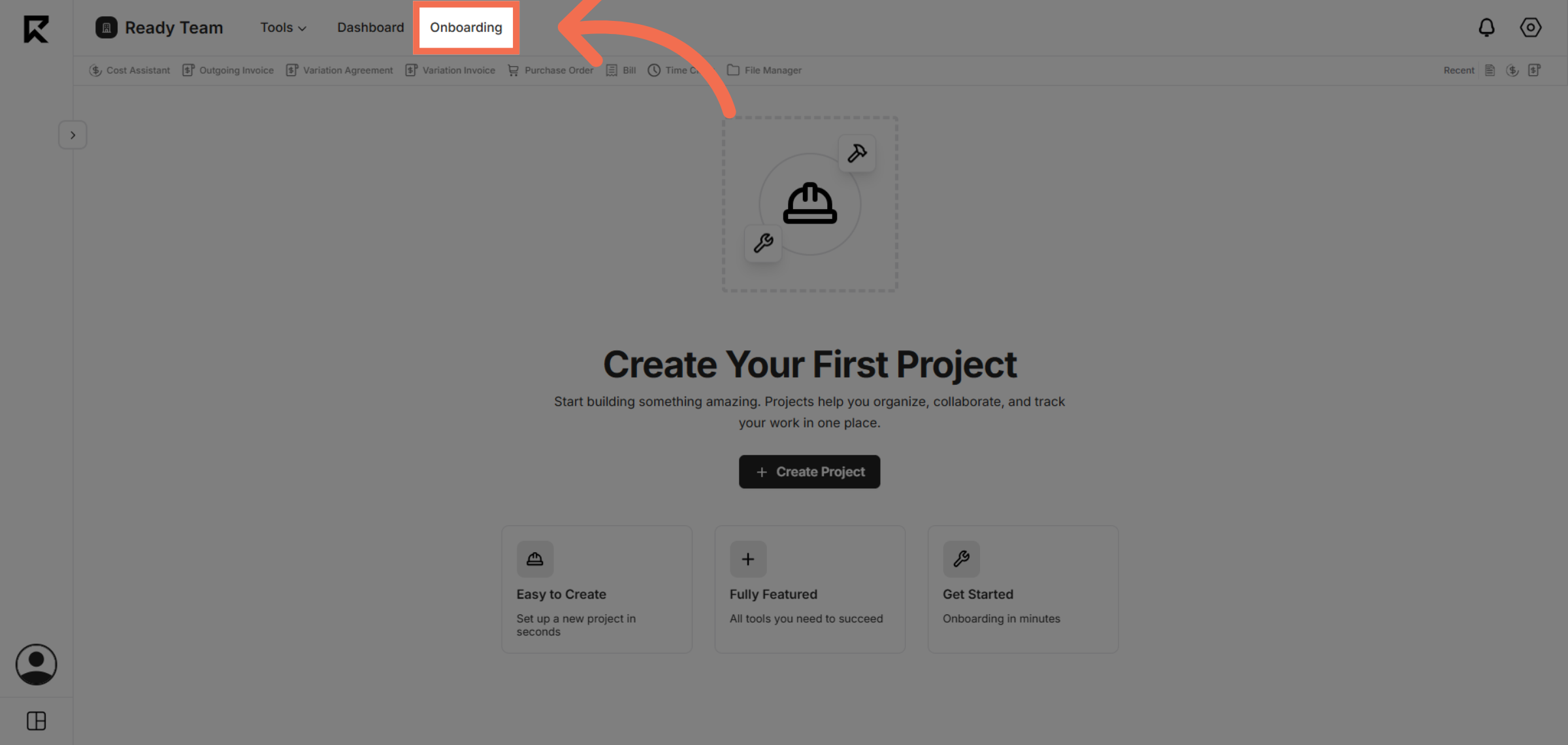 Navigate to Onboarding Section