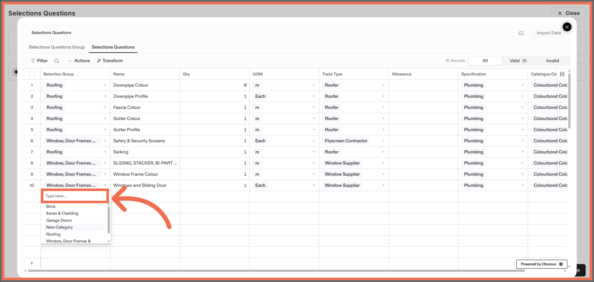 Select Selection Question Group