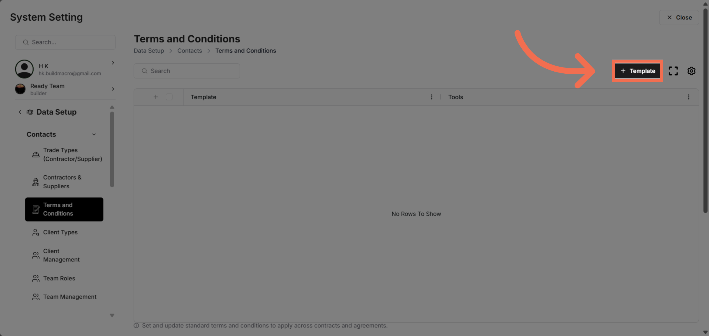 Open Template Section