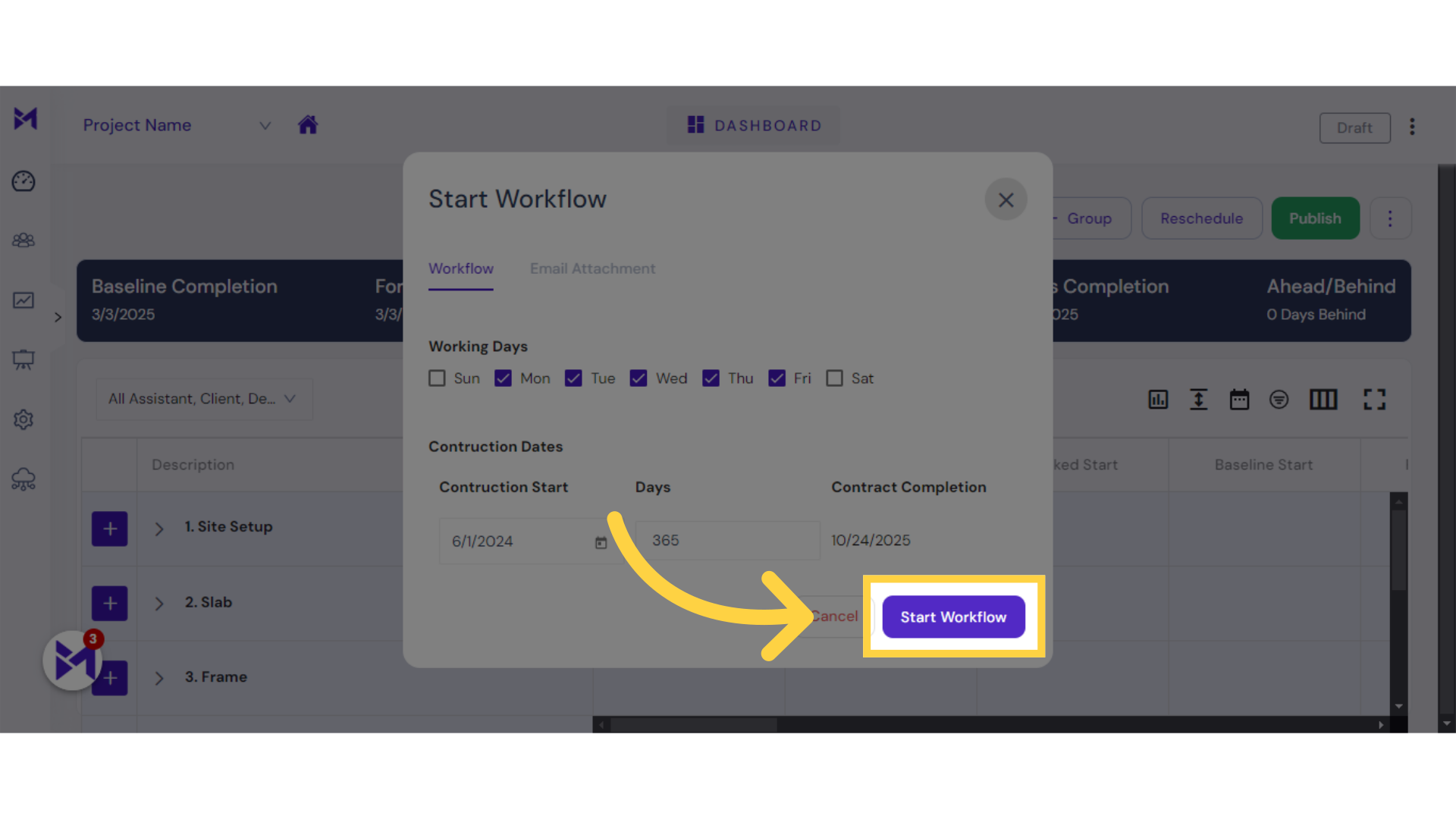 Click 'Start Workflow'