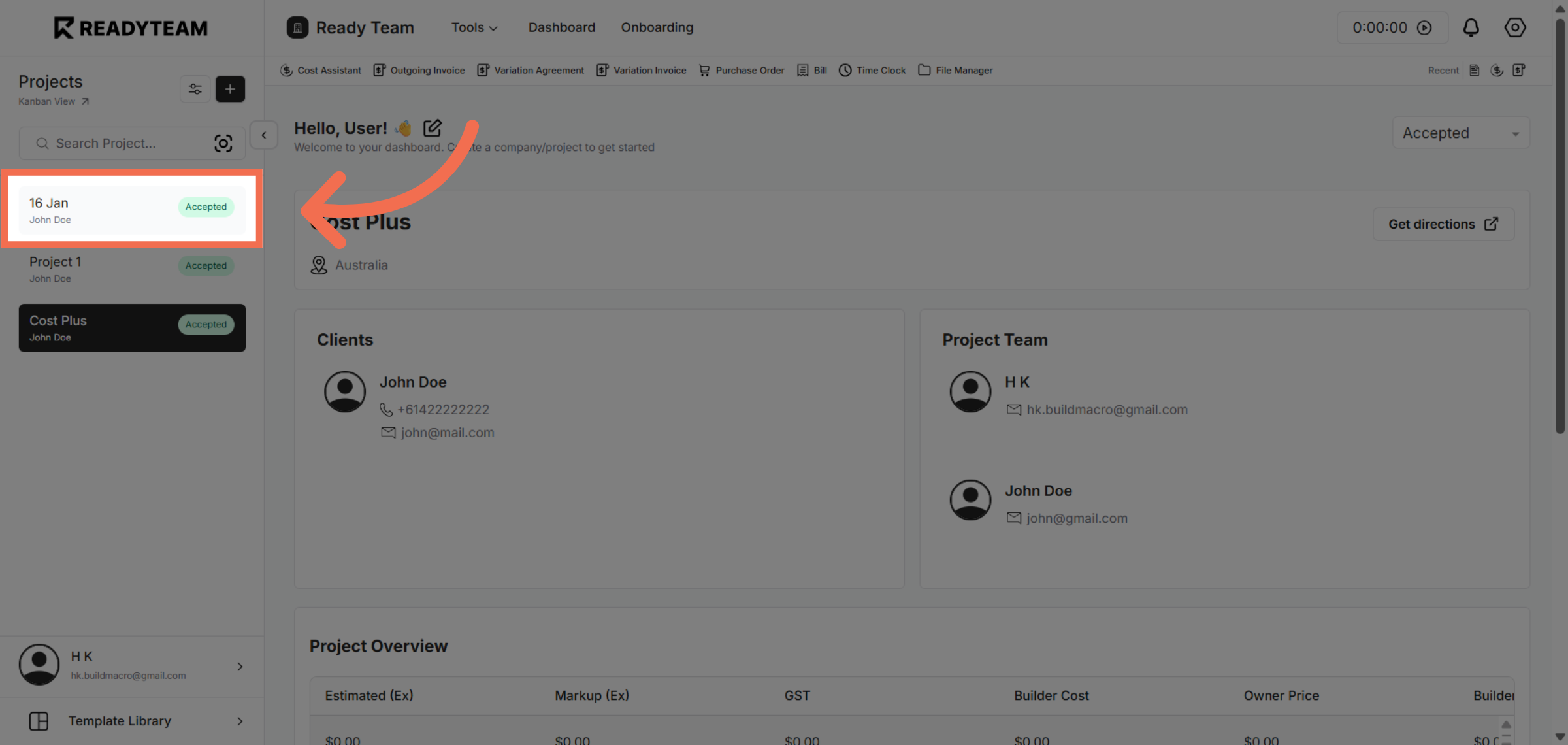 Select Specific Project