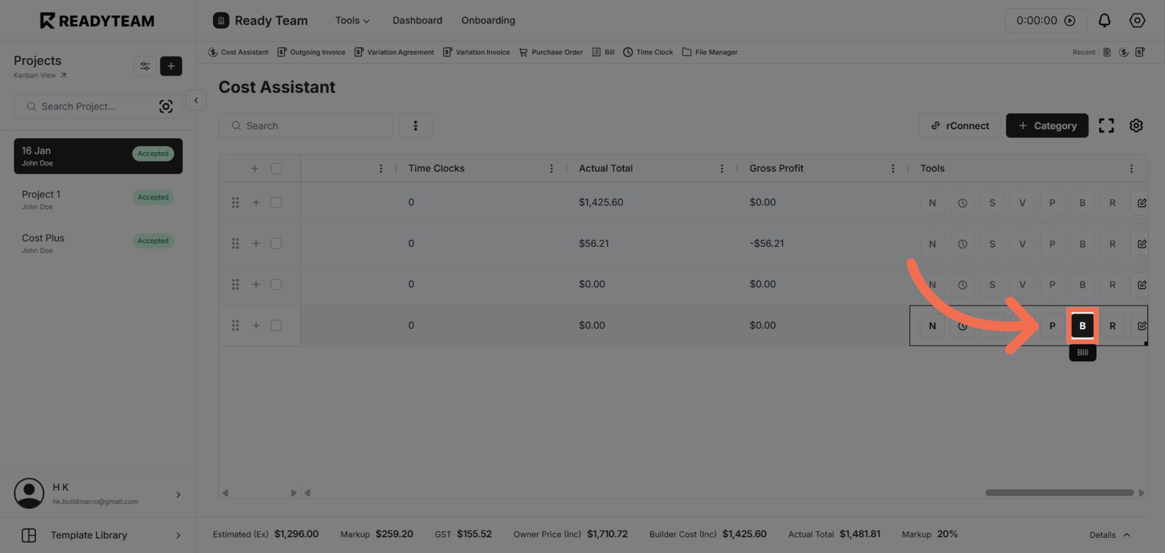 Select Tools Option Bill
