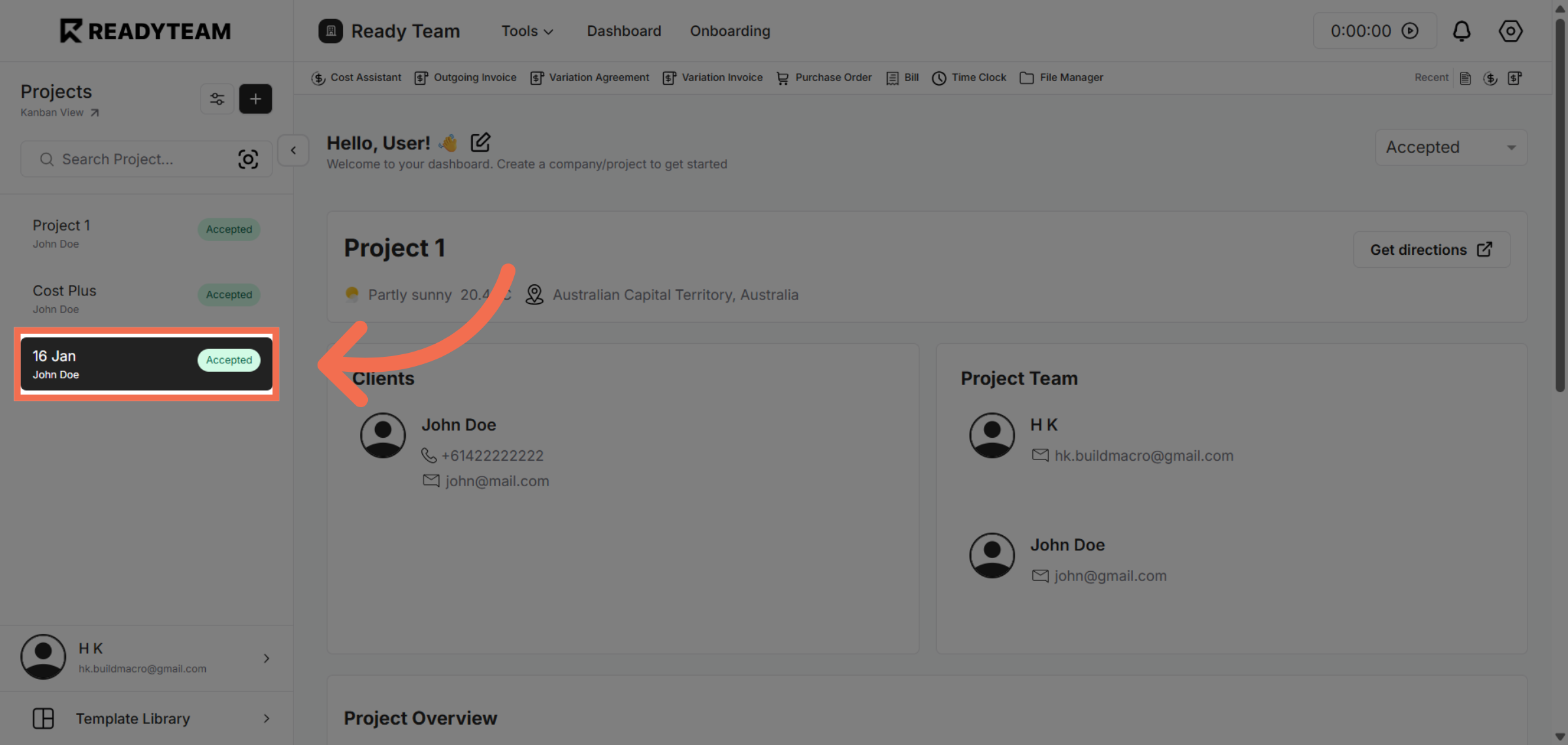 Select Specific Project