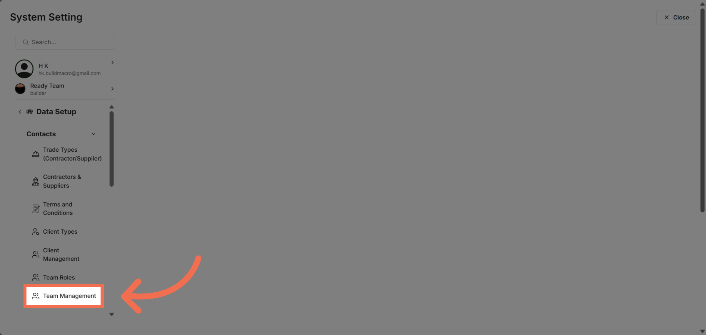 Navigate To Team Management