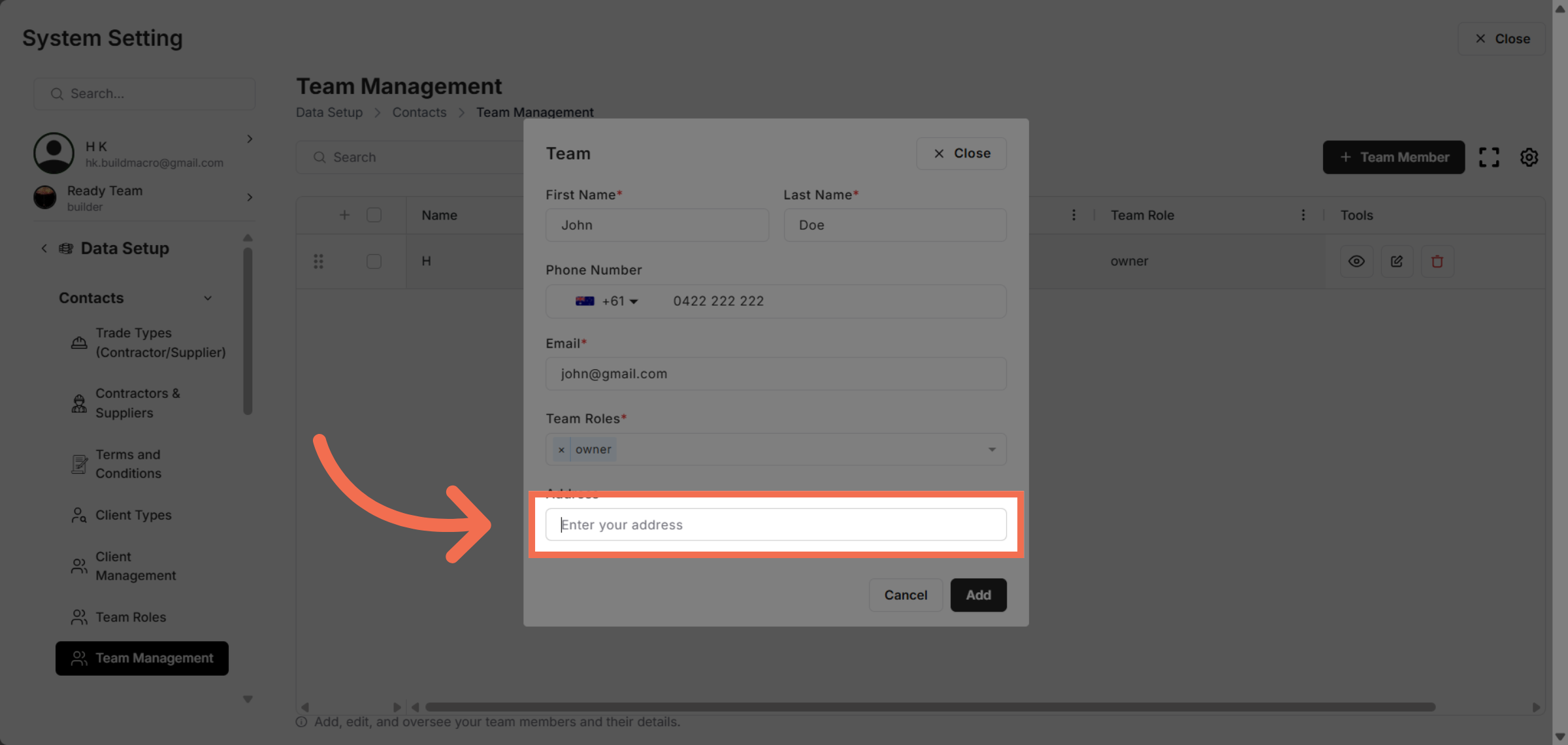 Enter Address Details