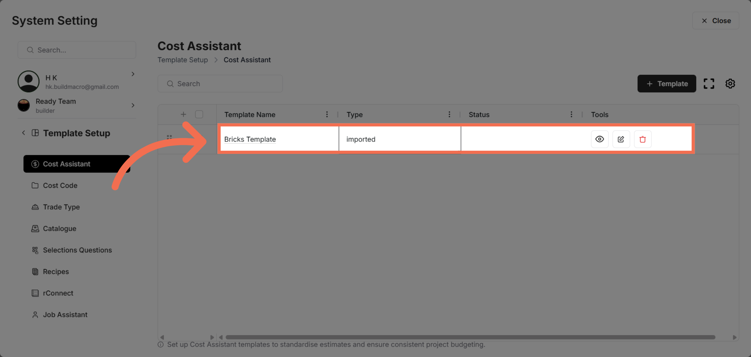 View Imported Templates