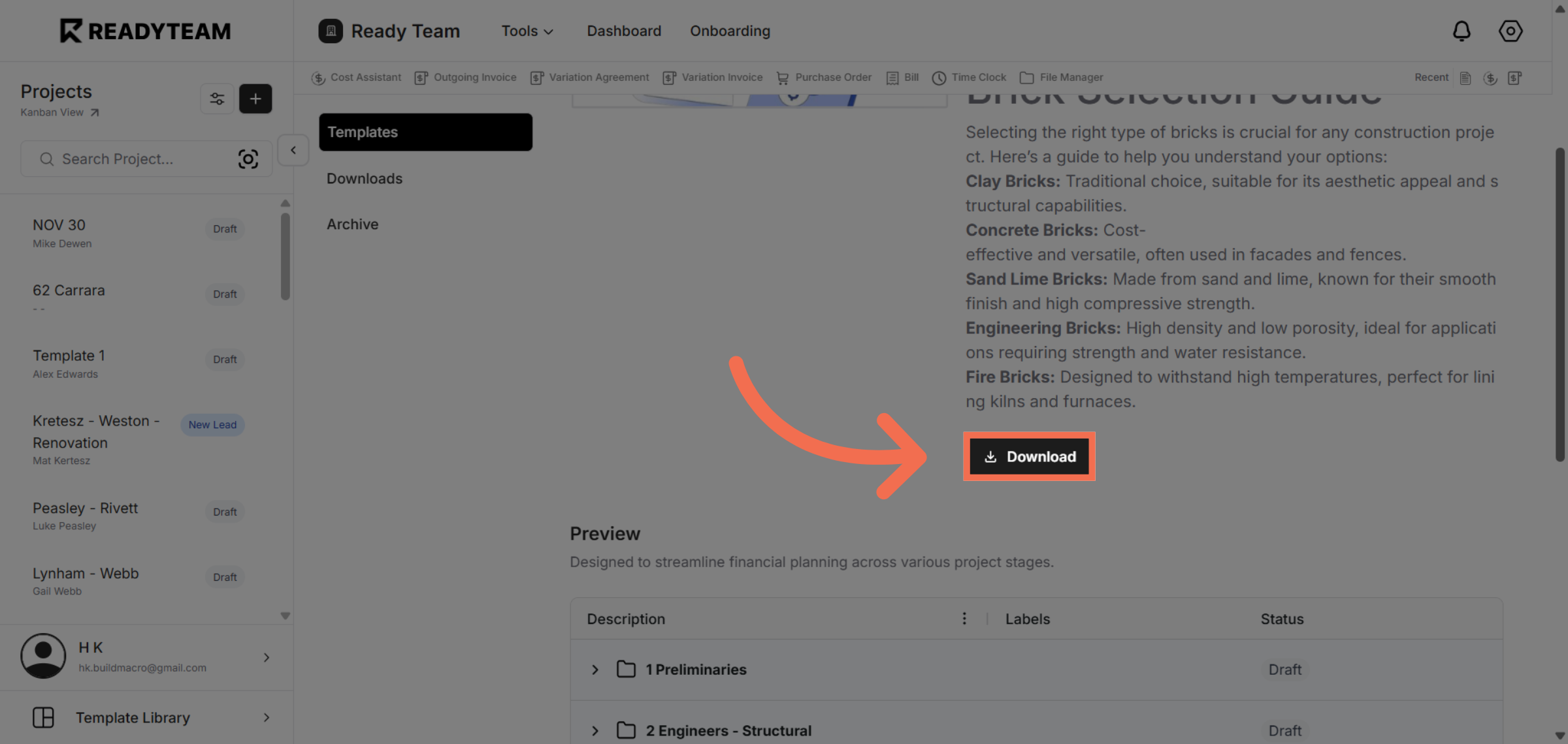Initiate Template Download