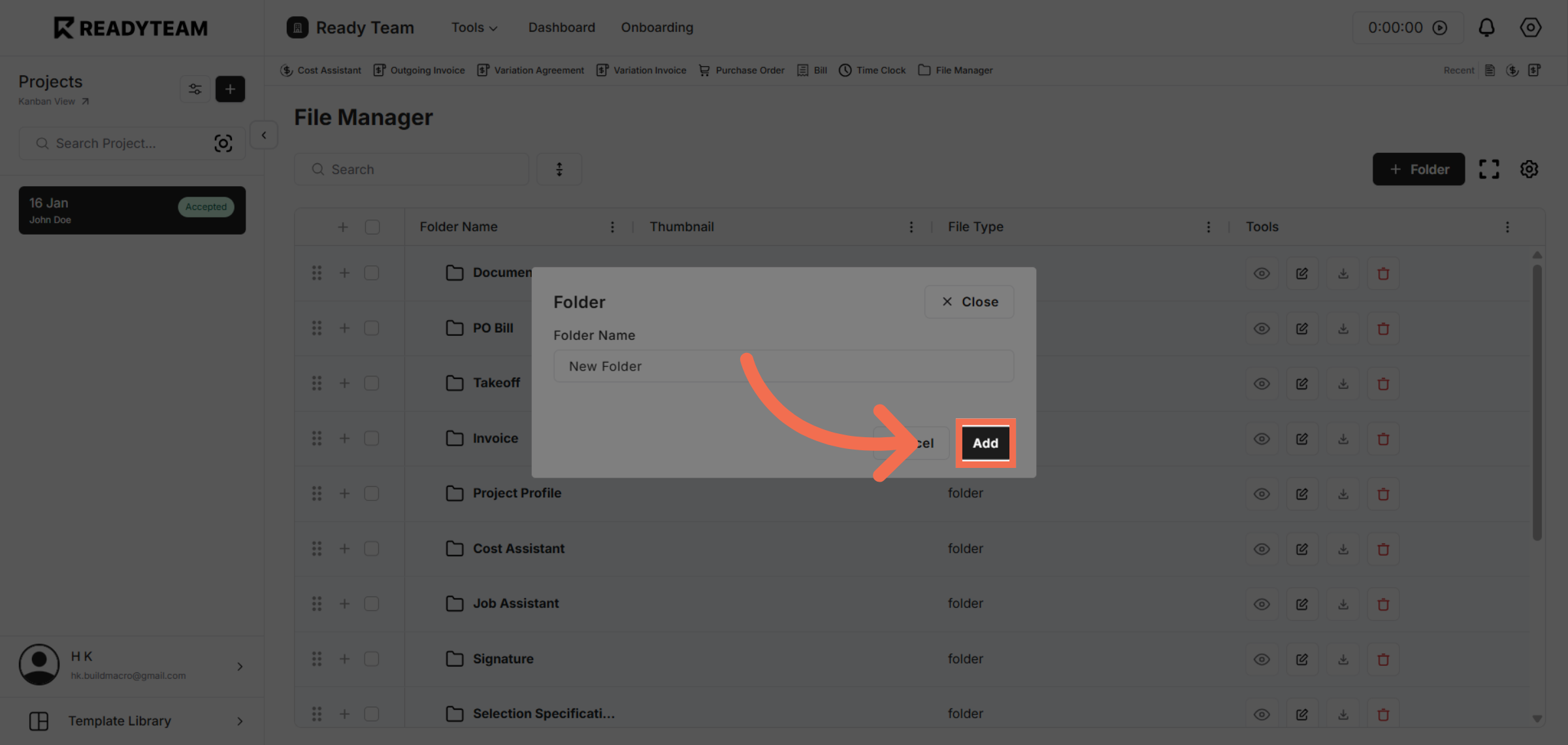 Confirm Folder Addition