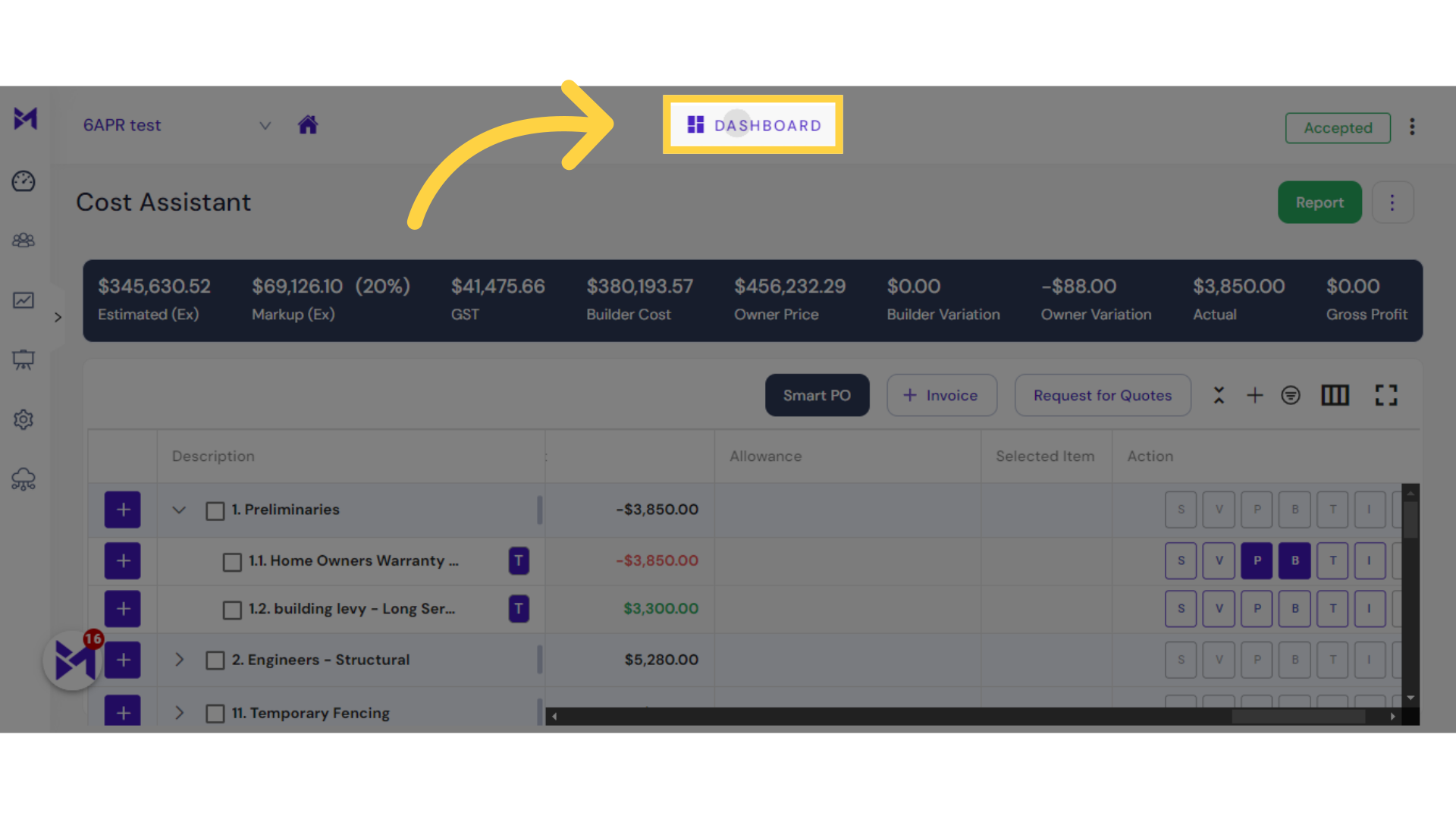 Click 'dashboard Dashboard'