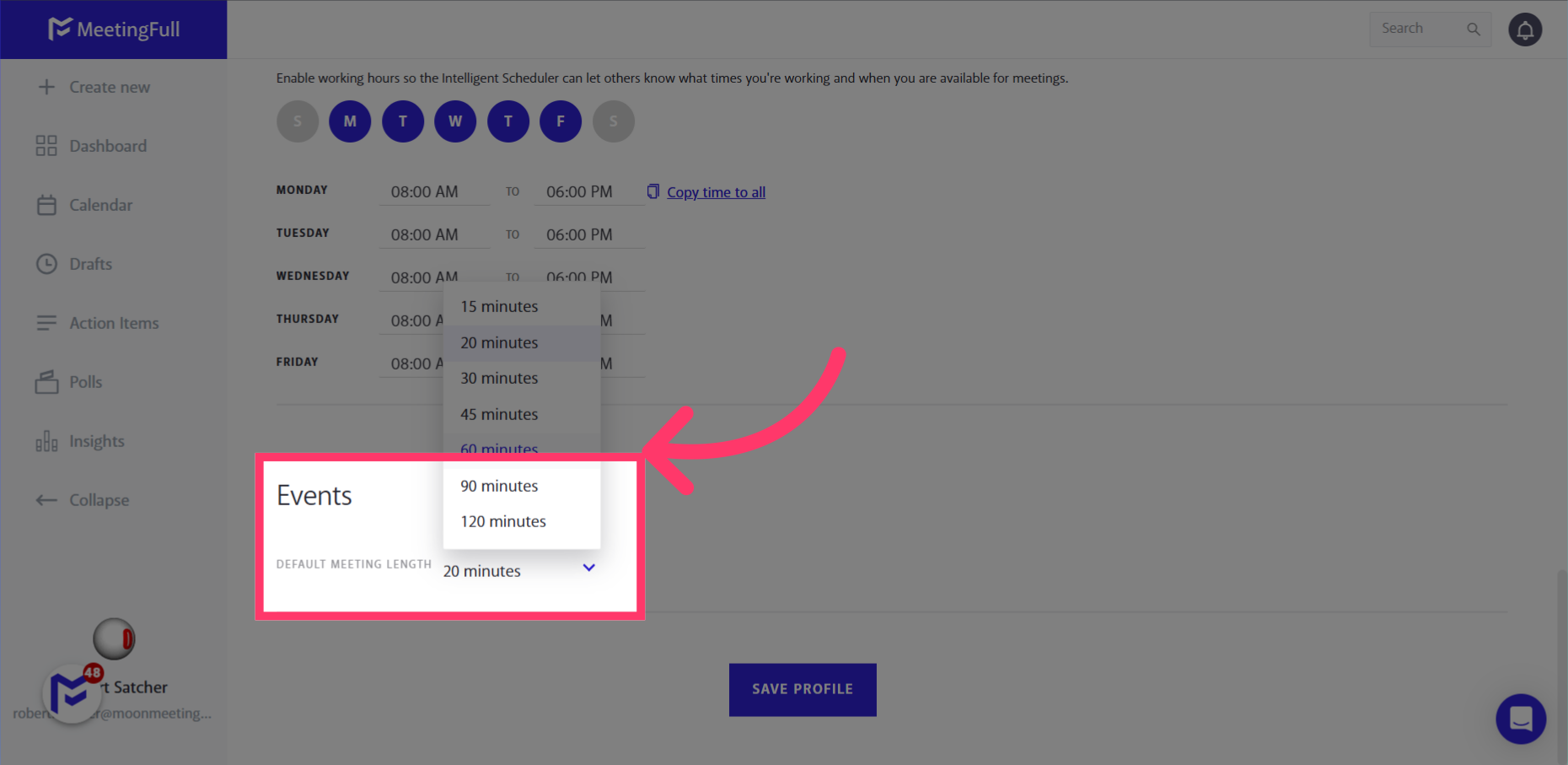 Set you Default Meeting Length