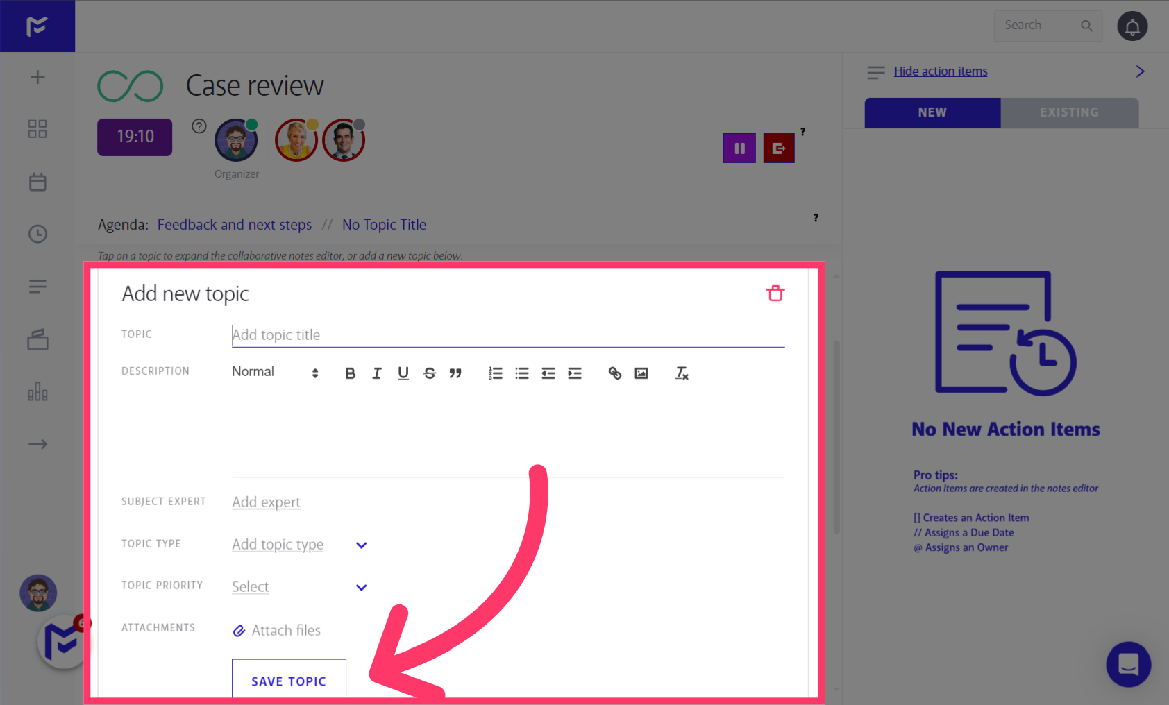 Add your Topic Details and tap Save Topic