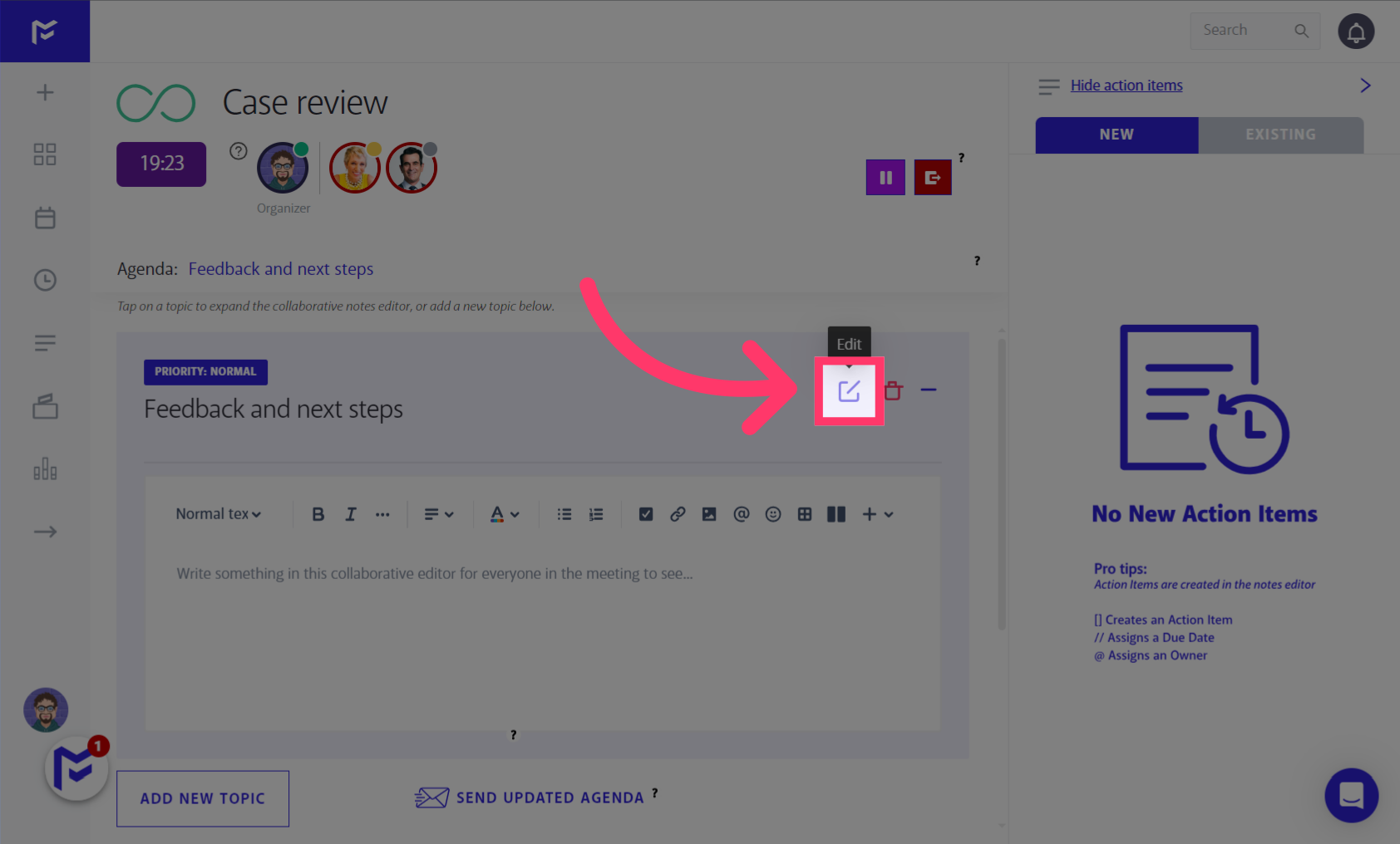Tap on Edit to modify the topic details