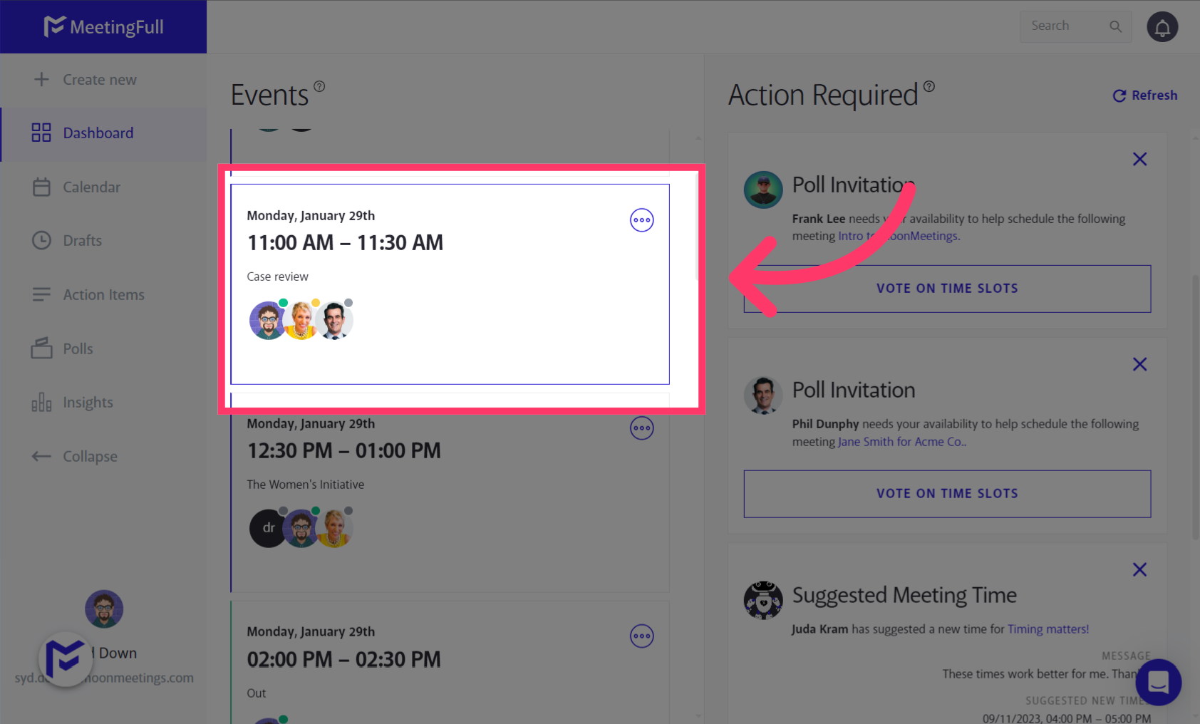 Open a Meeting Preview in MeetingFull