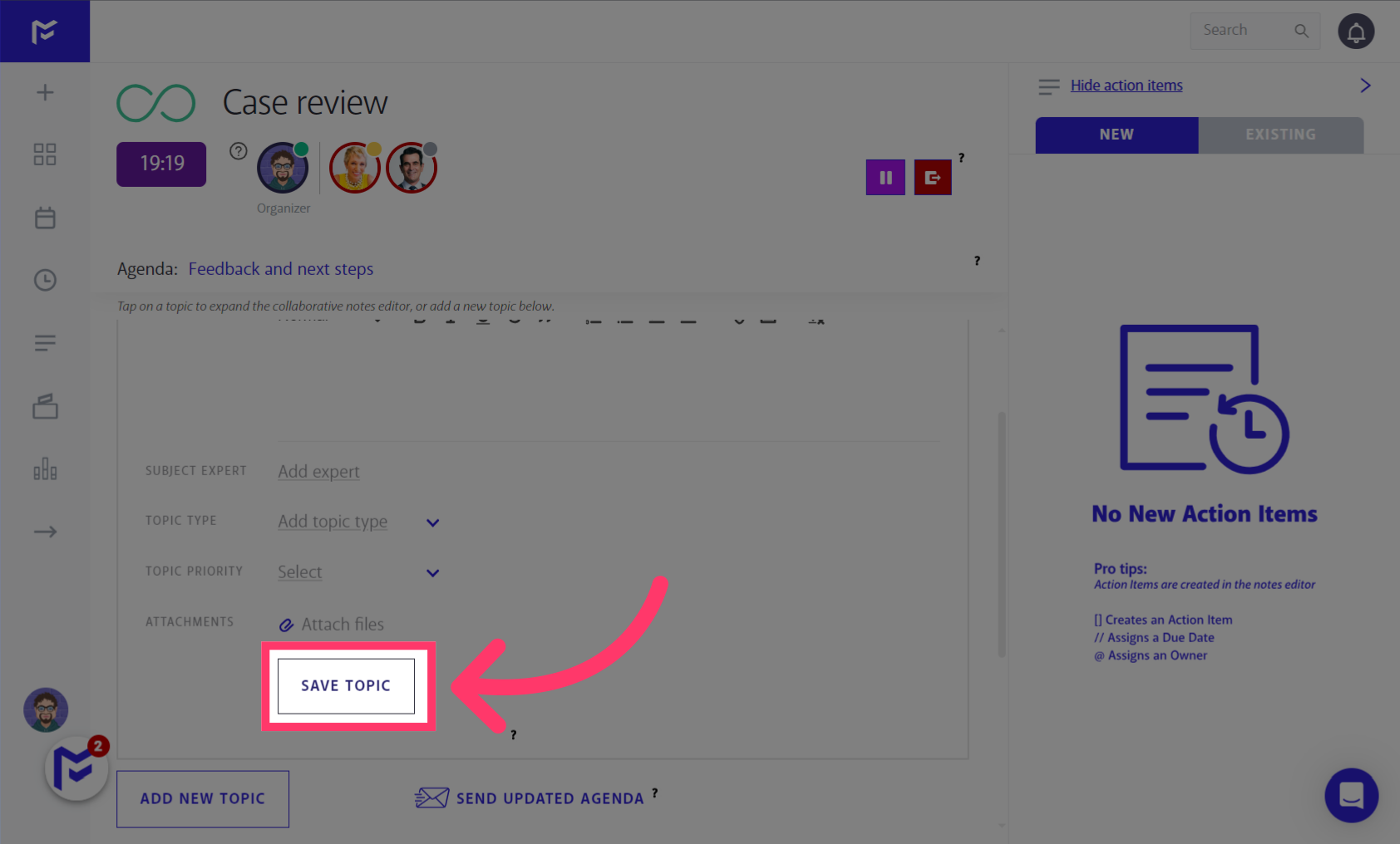 Update the Topic details and then tap Save Topic