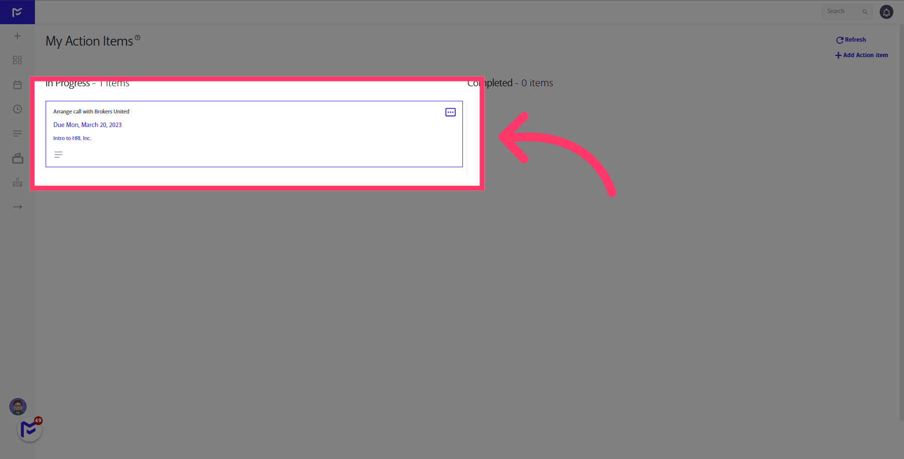 View and Update your Action Items on the Action Items kanban board