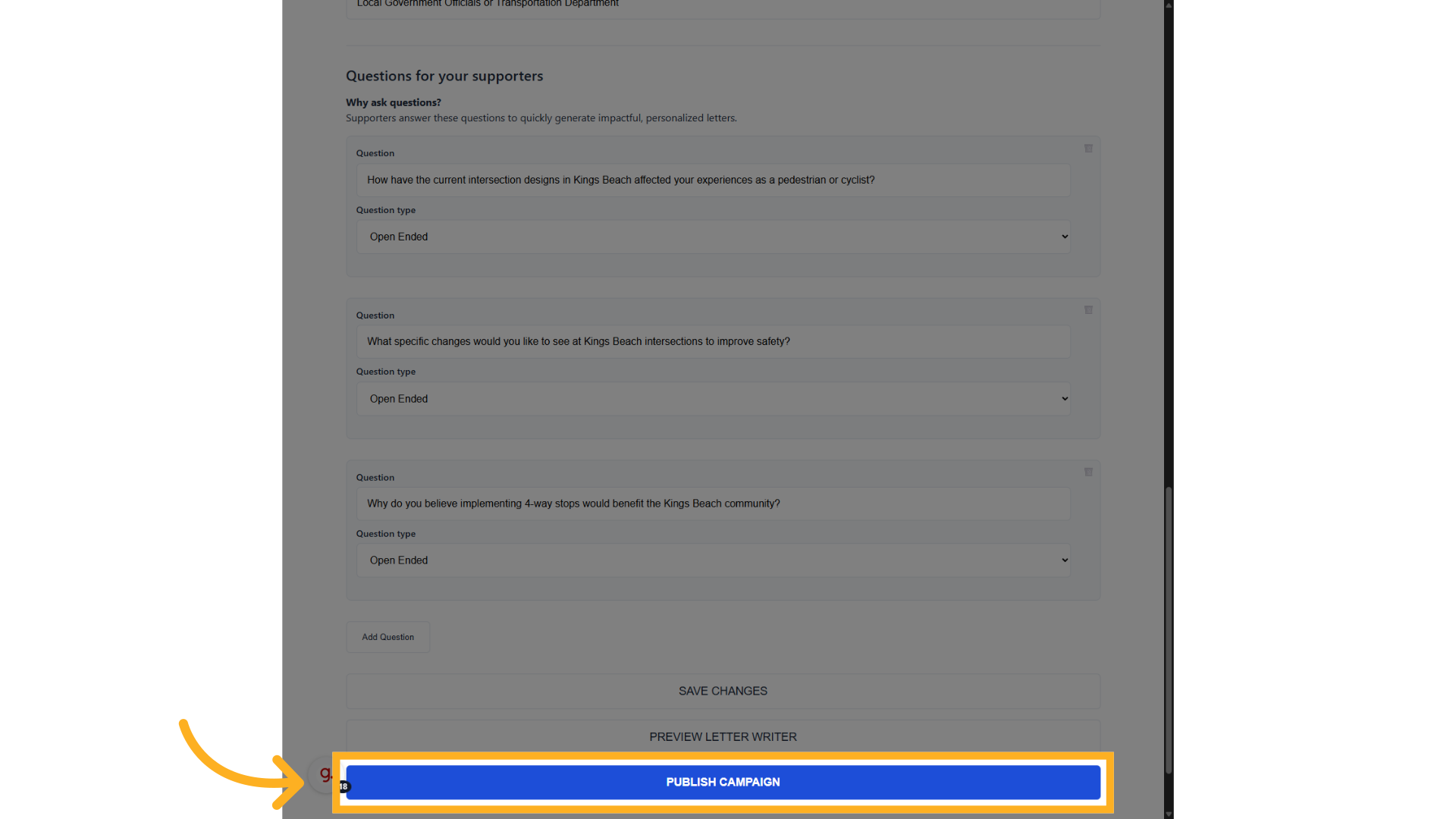 Click 'PUBLISH CAMPAIGN'
