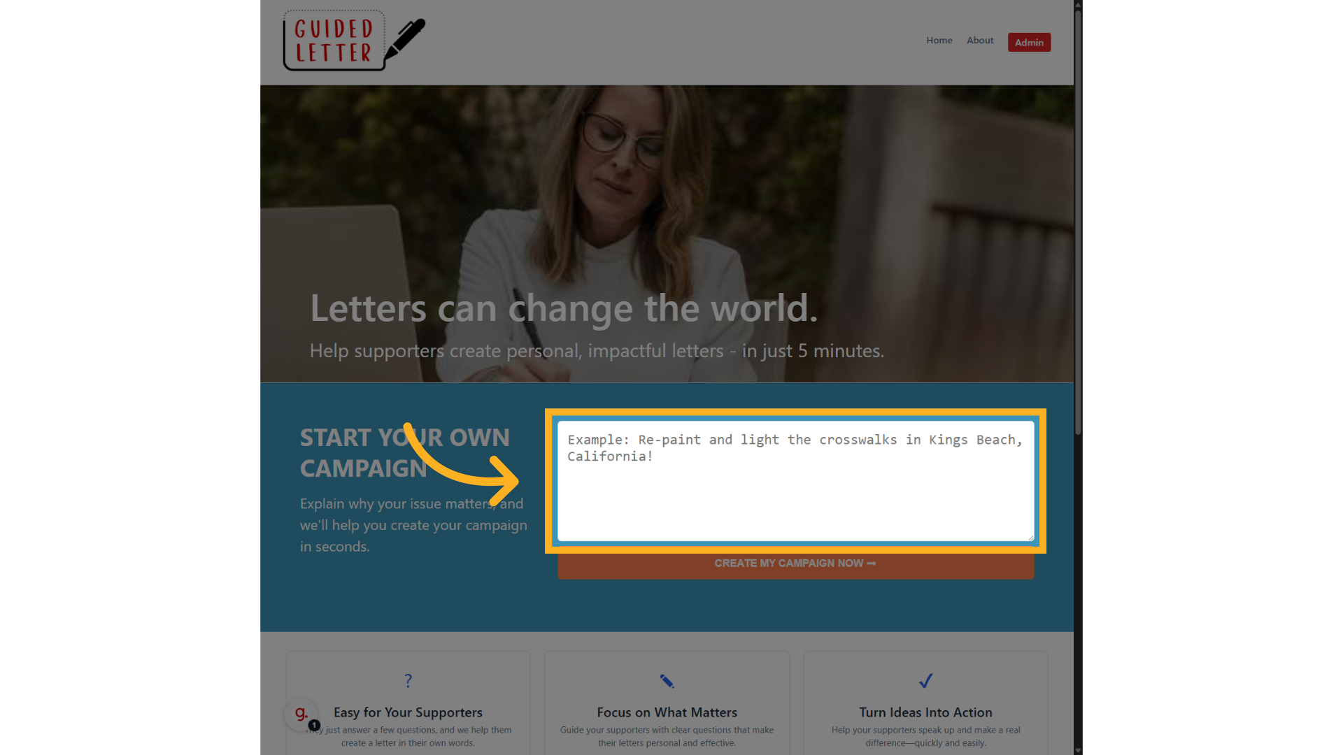 Click 'Start your own campaign'