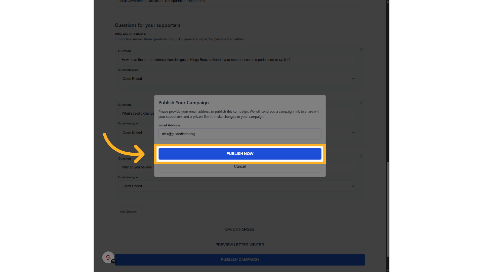 Click 'Publish Now'