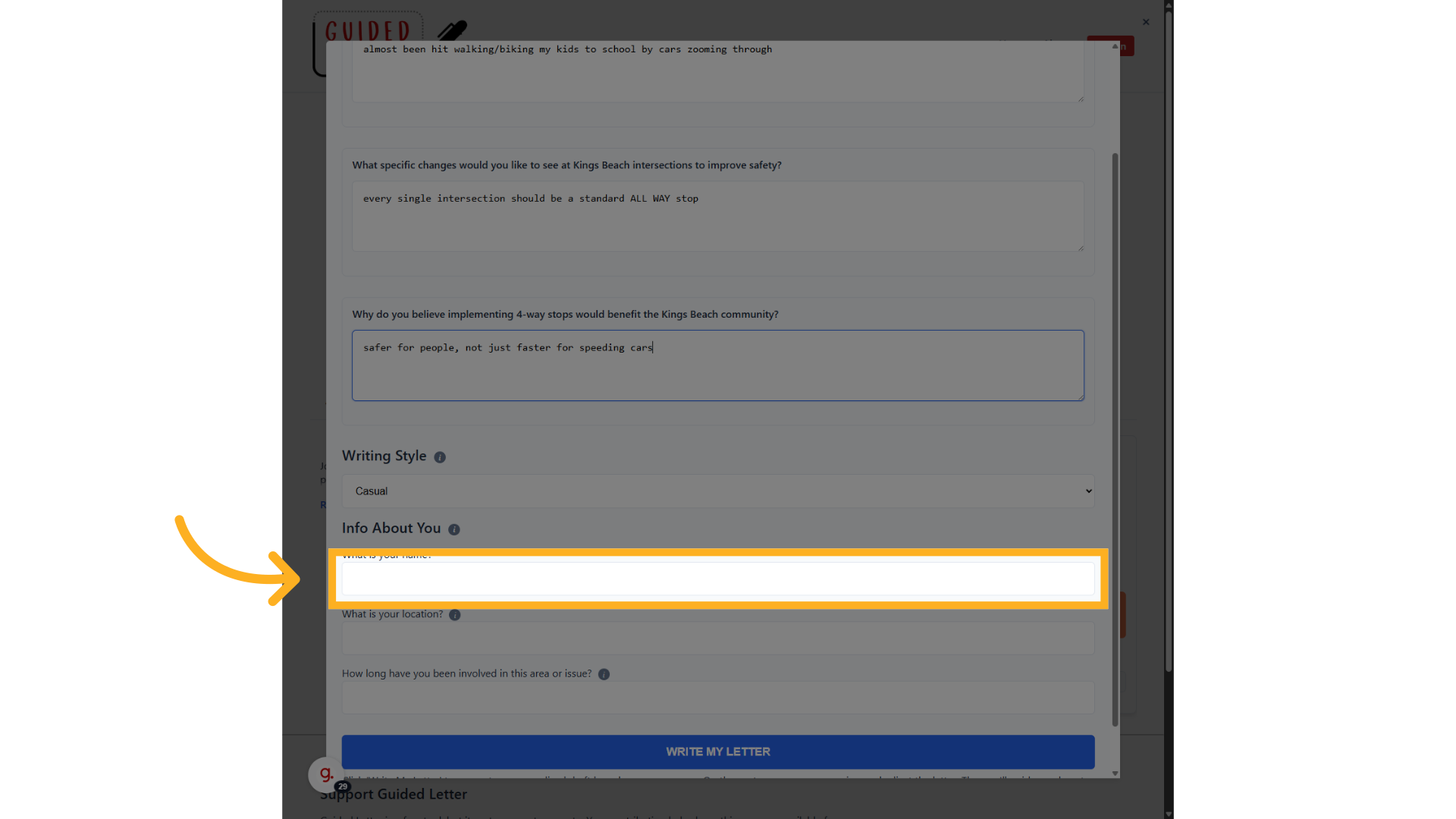 Enter your personal information.