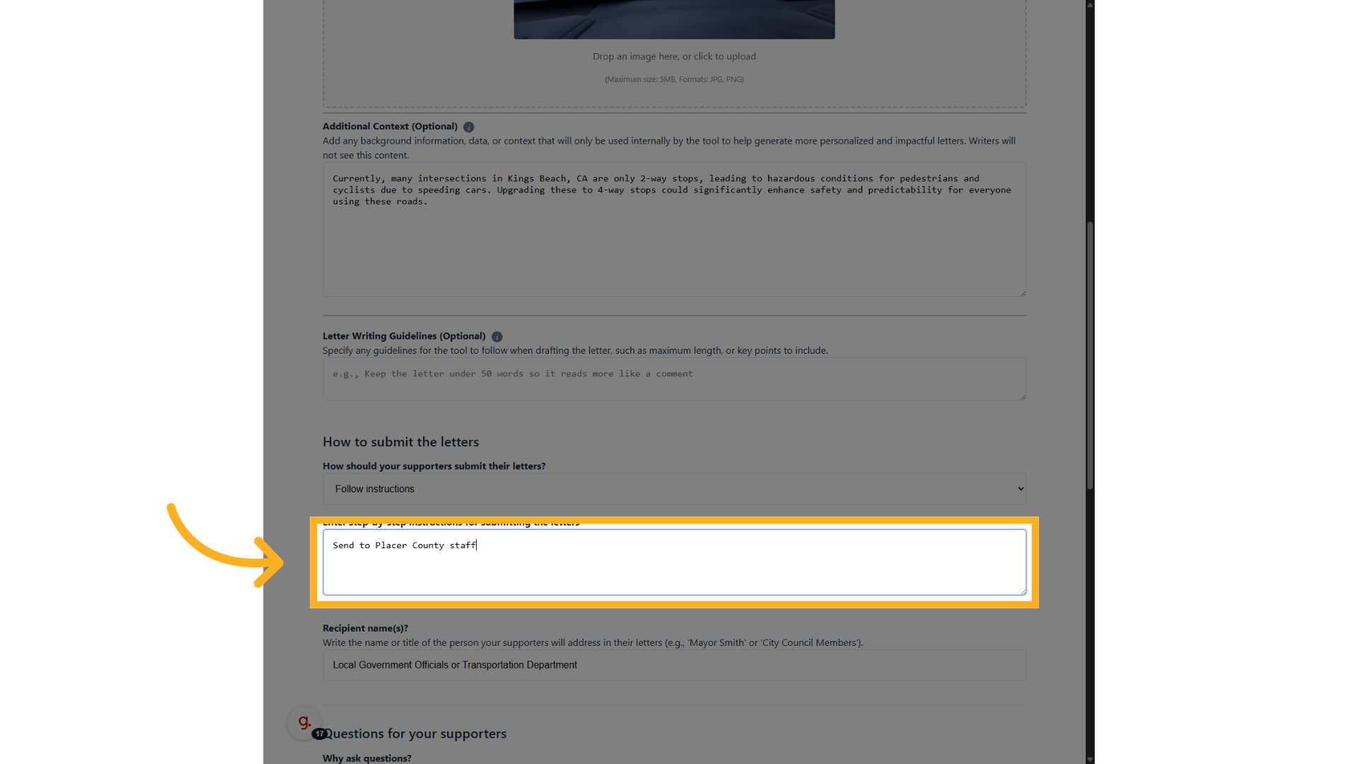 Fill in the instructions