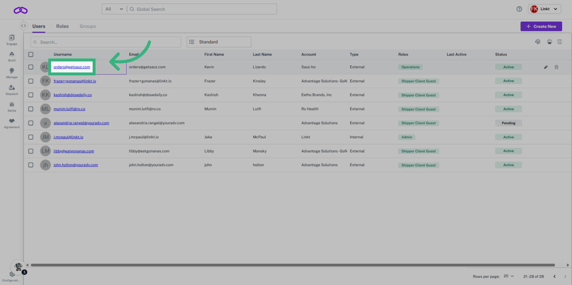 Click the Account name