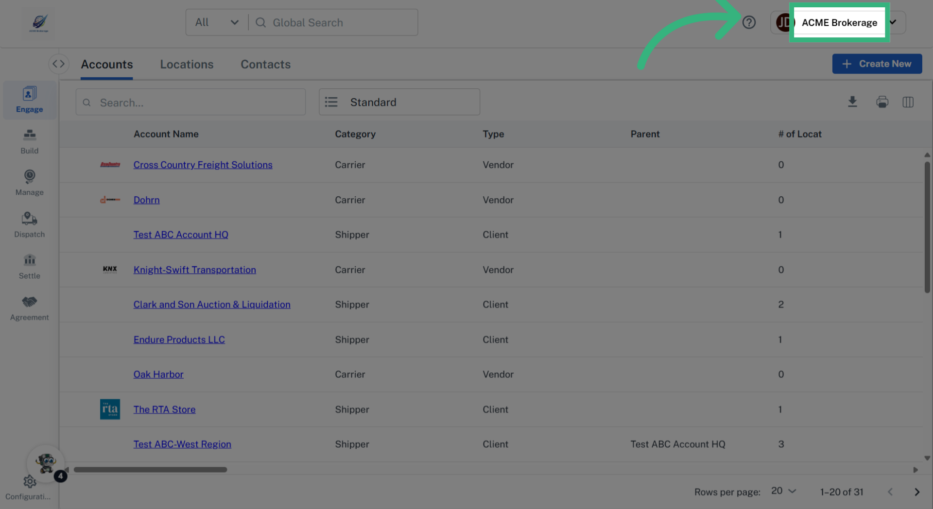 Click 'ACME Brokerage'