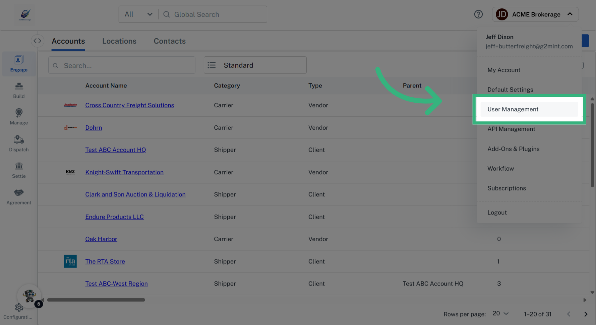 Click 'User Management'