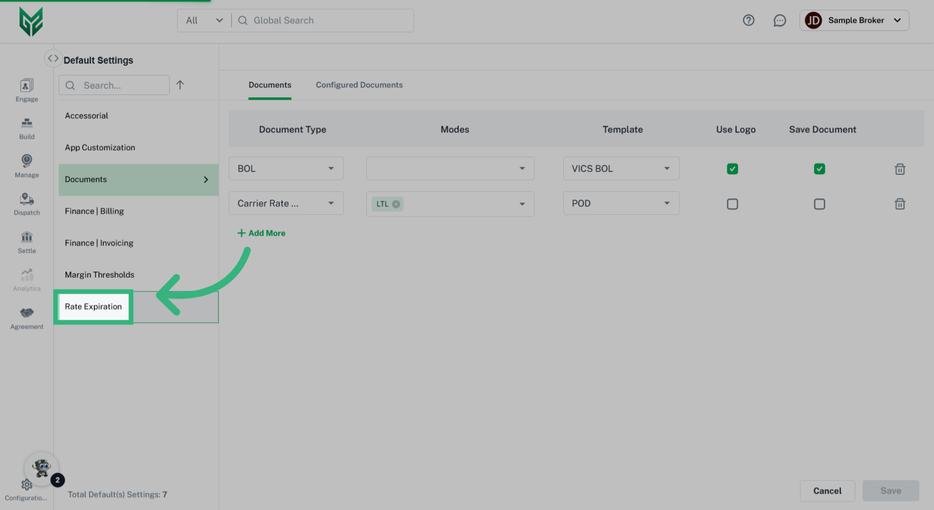 Click 'Rate Expiration'