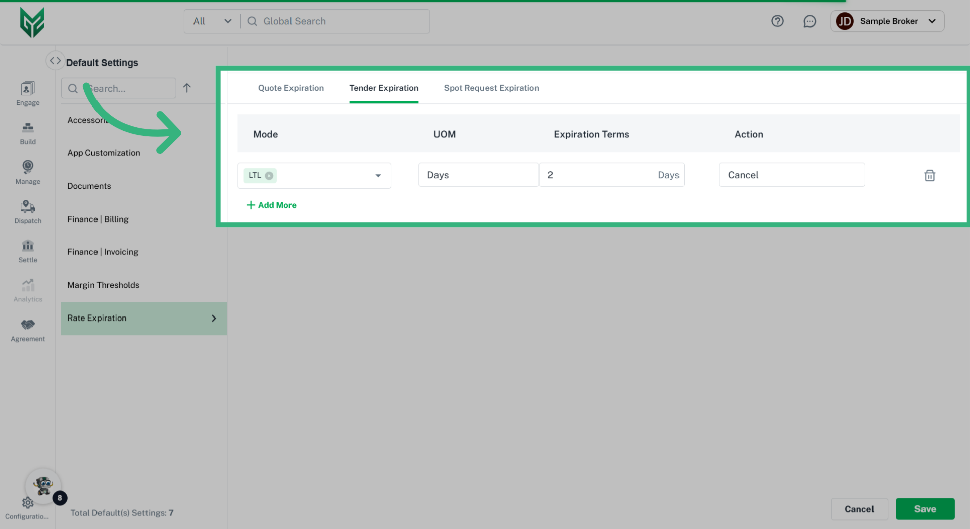 Enter 'Tender Expiration' details