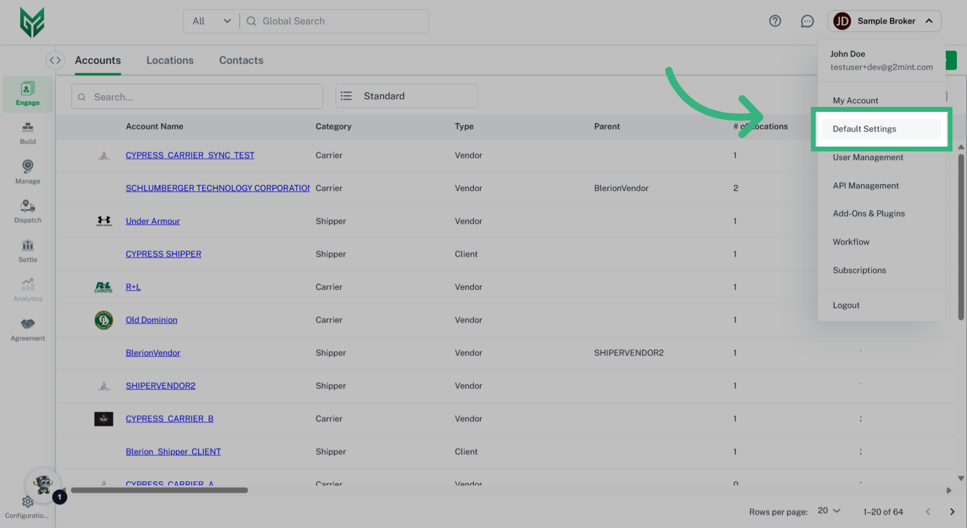 Click 'Default Settings'