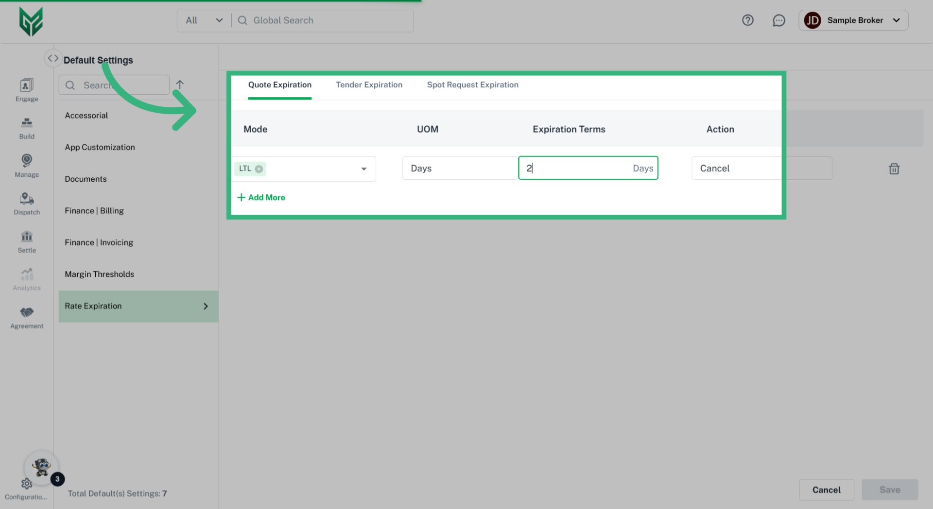 Enter 'Quote Expiration' details