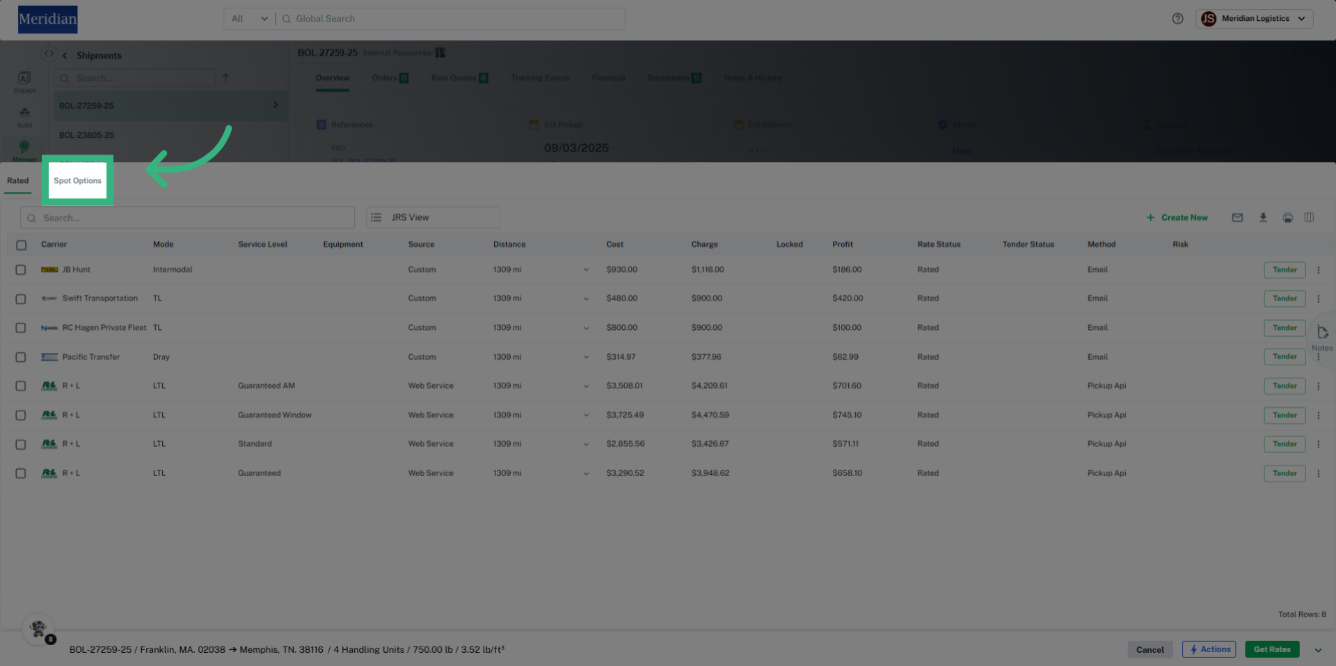 Click 'Spot Options'
