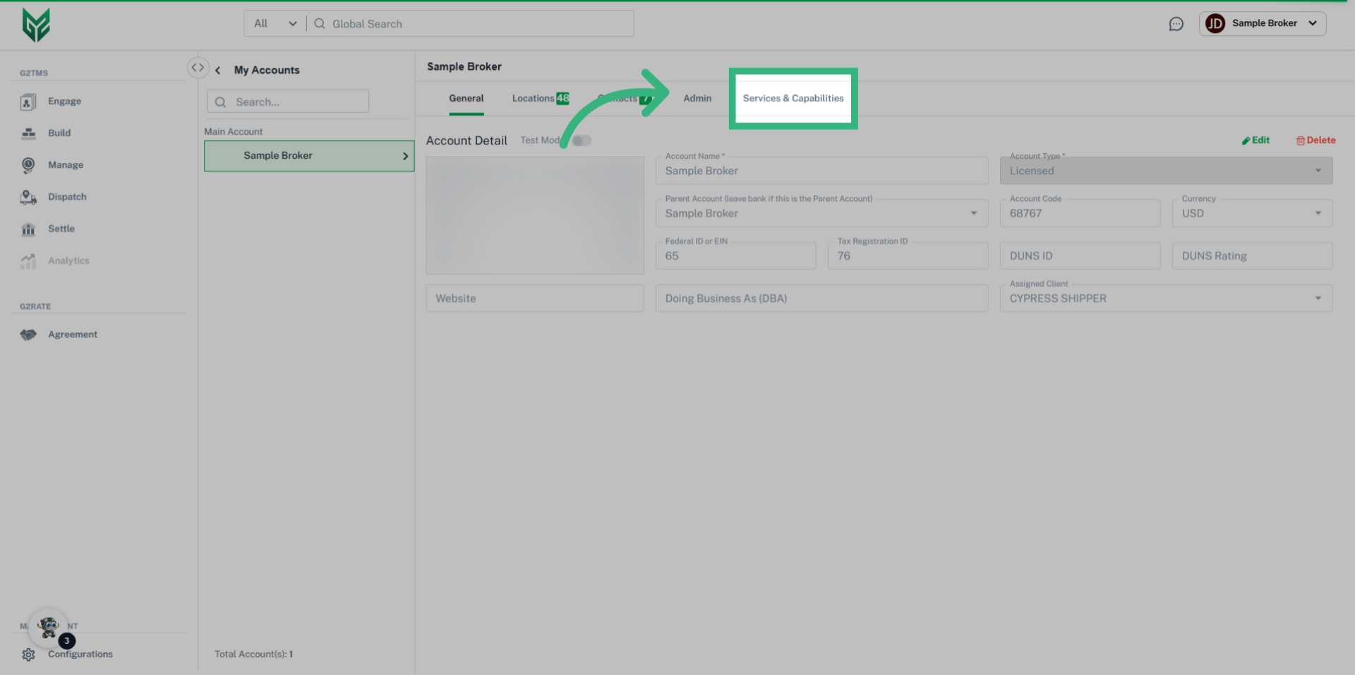 Click 'Services & Capabilities'