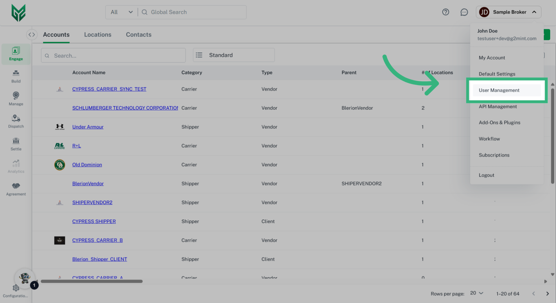 Click 'User Management'