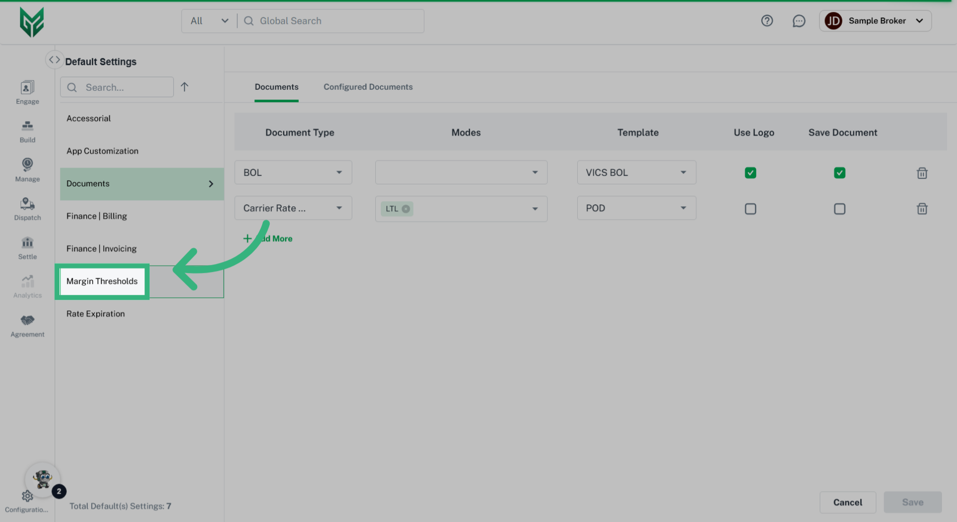 Click 'Margin Thresholds'