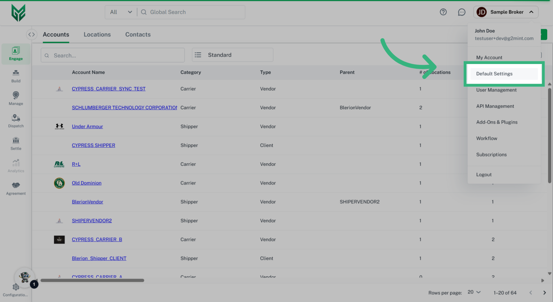 Click 'Default Settings'