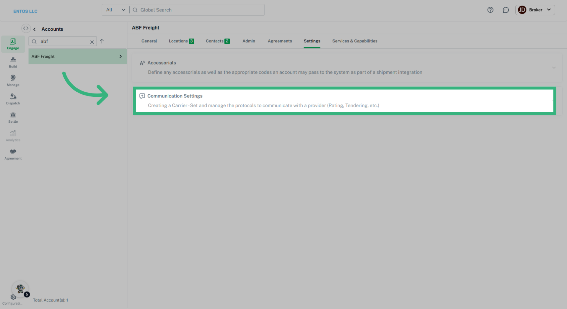 Click 'Communication Settings'
