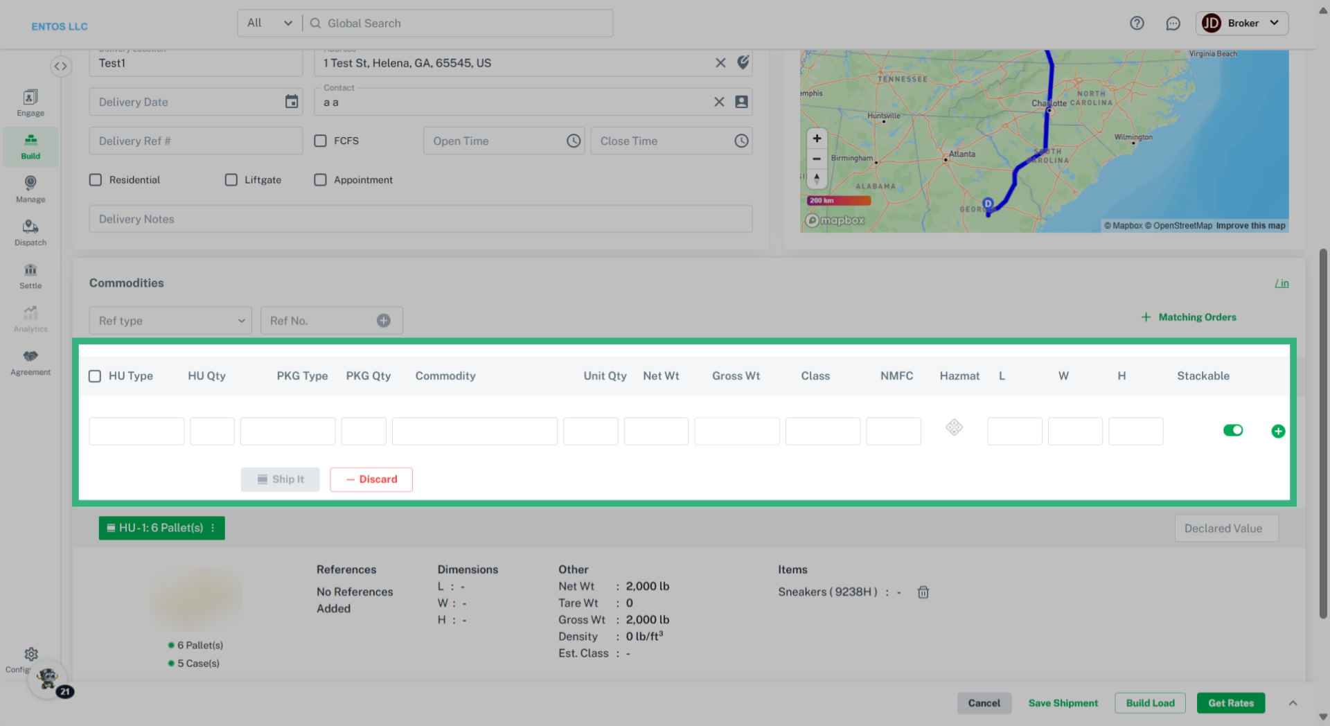 Enter Commodity information