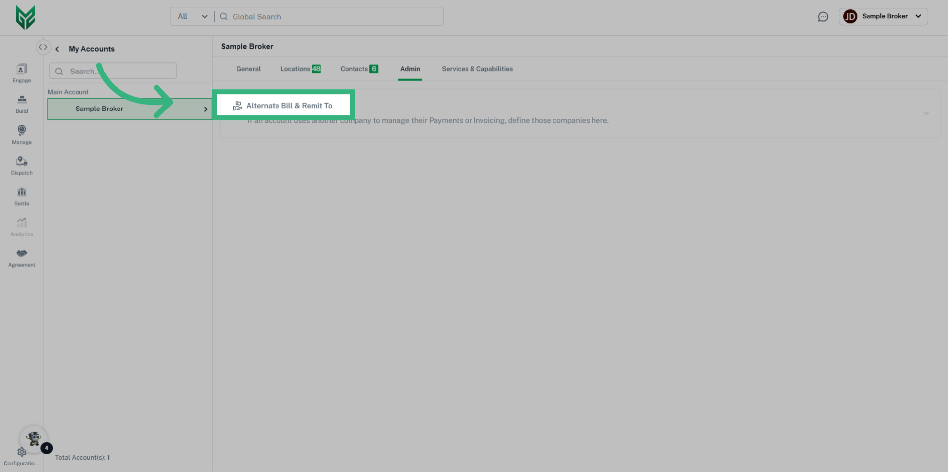 Click 'Alternate Bill & Remit To'