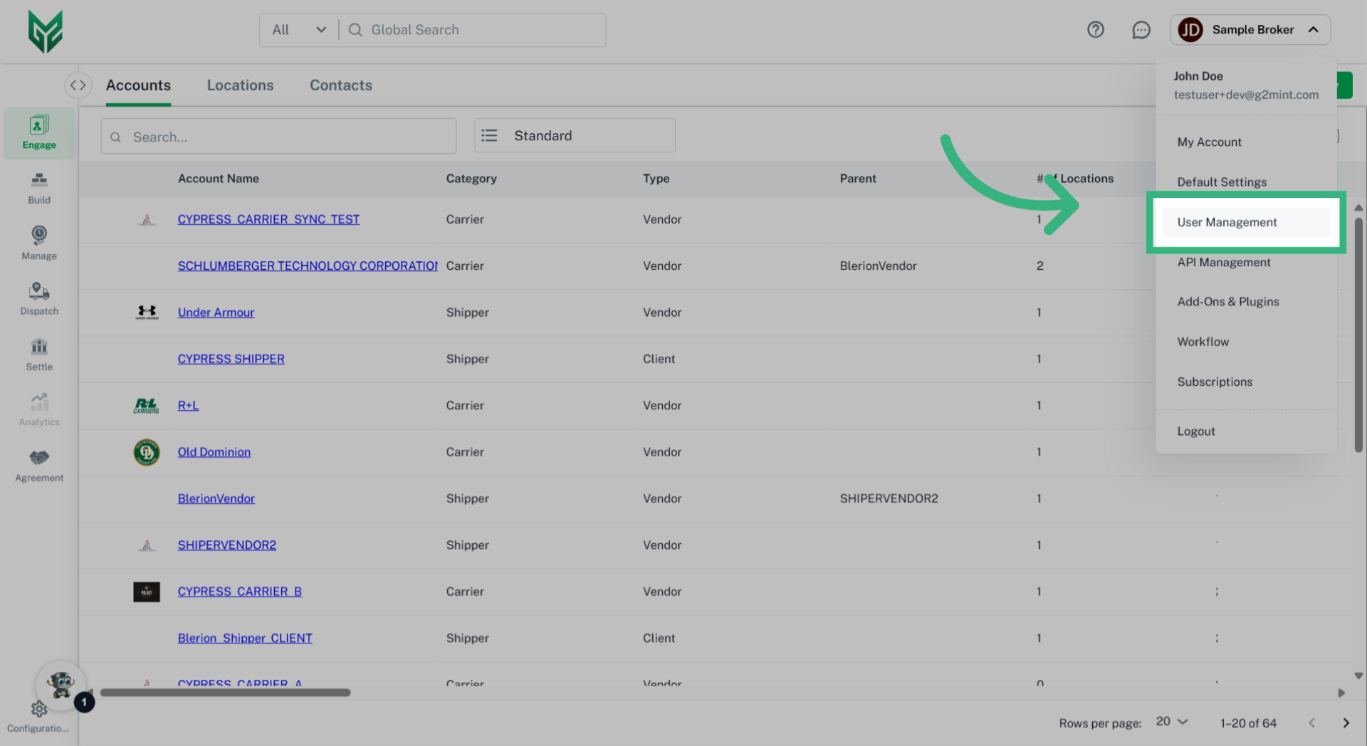 Click 'User Management'