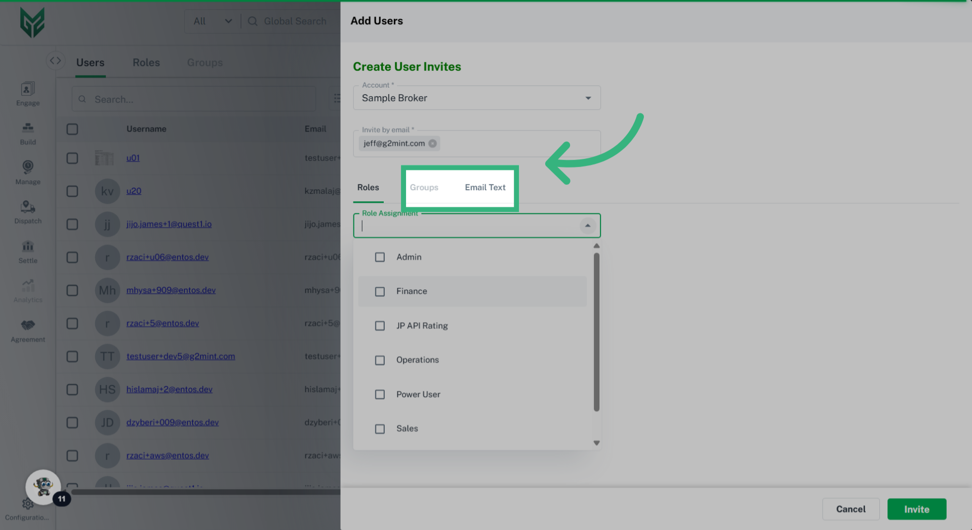 Assign a group and edit the email message